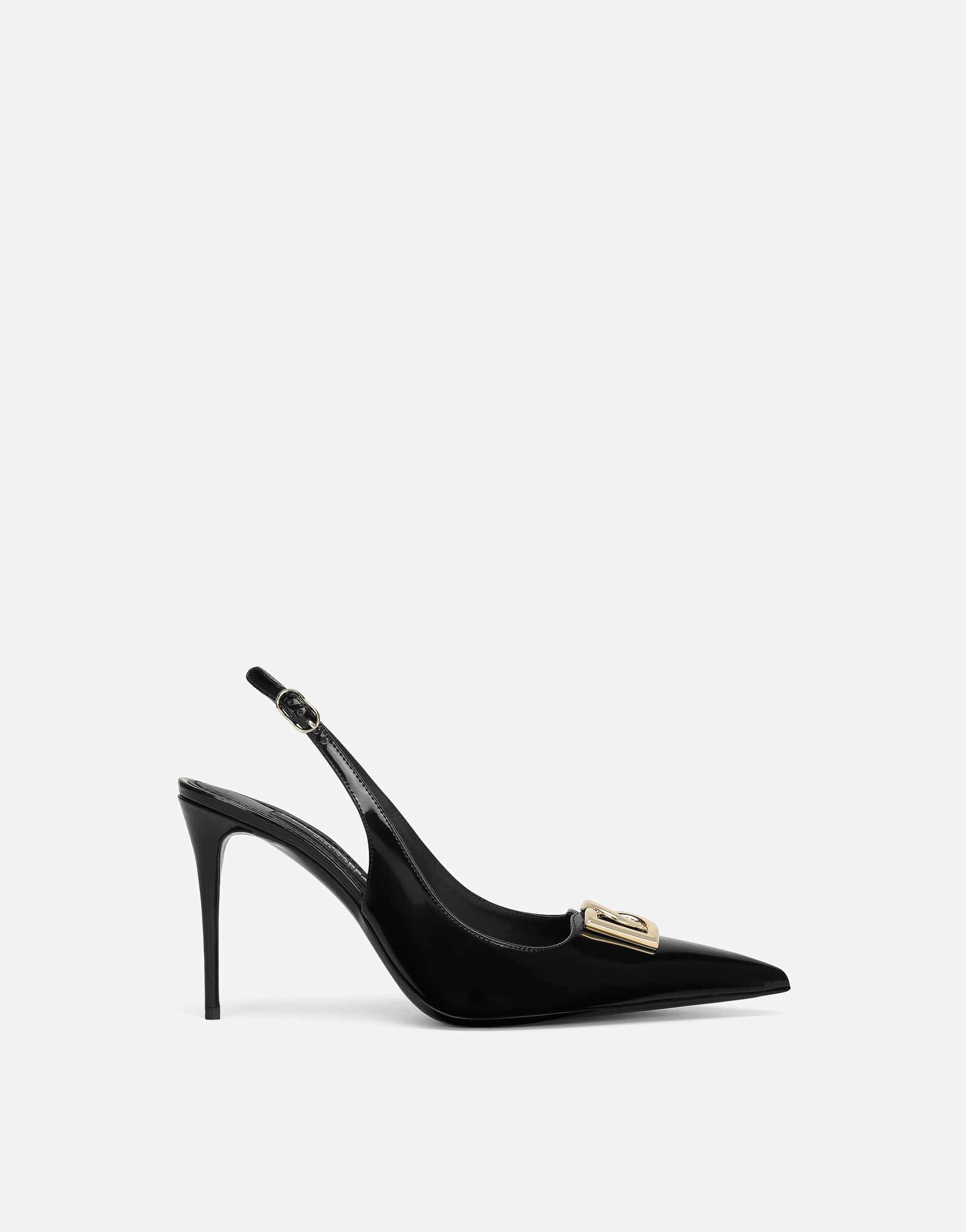 Dolce & Gabbana Polished Logo-Plaque Slingbacks