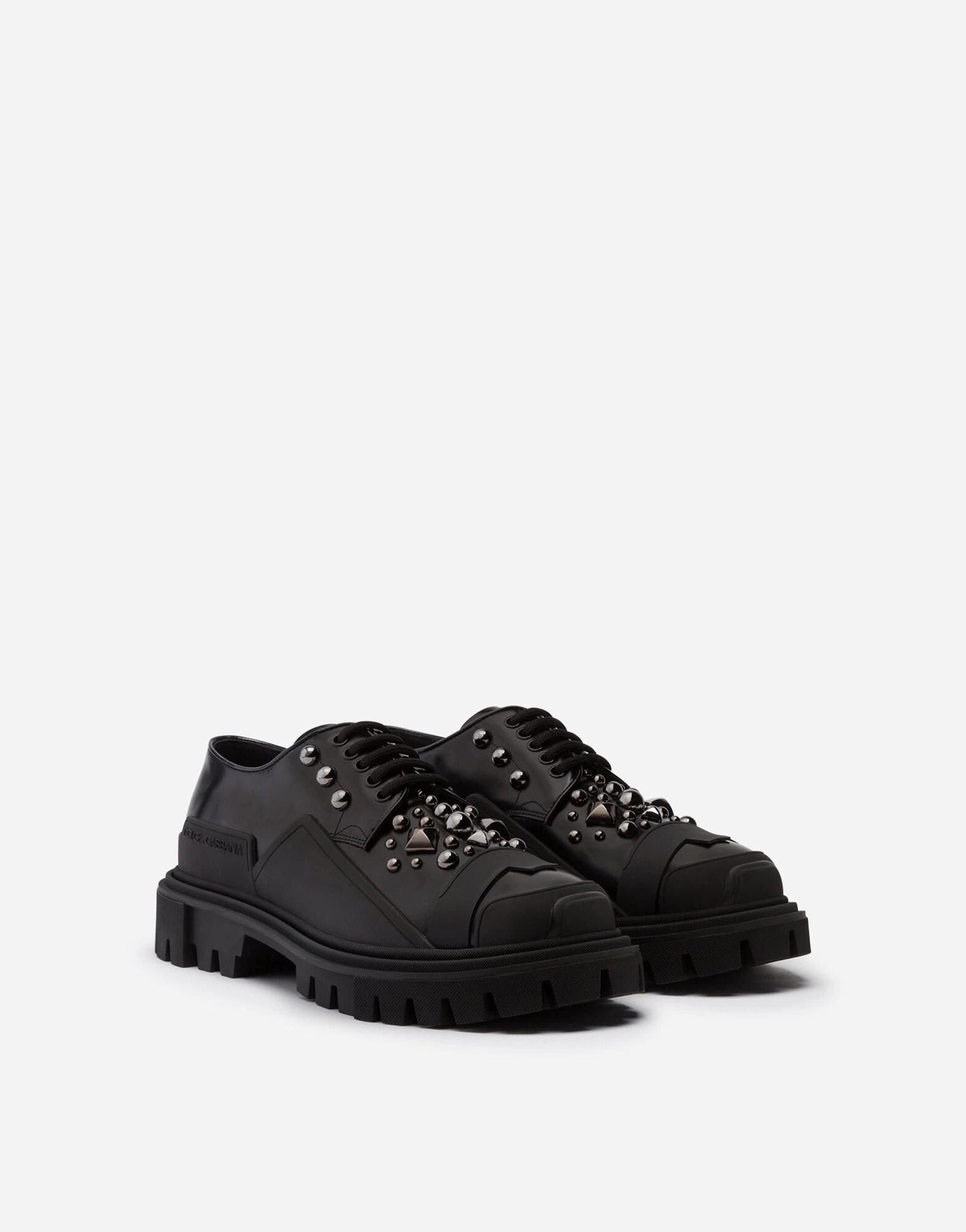 Dolce & Gabbana Polished Trekking Derby With Stud Embroidery