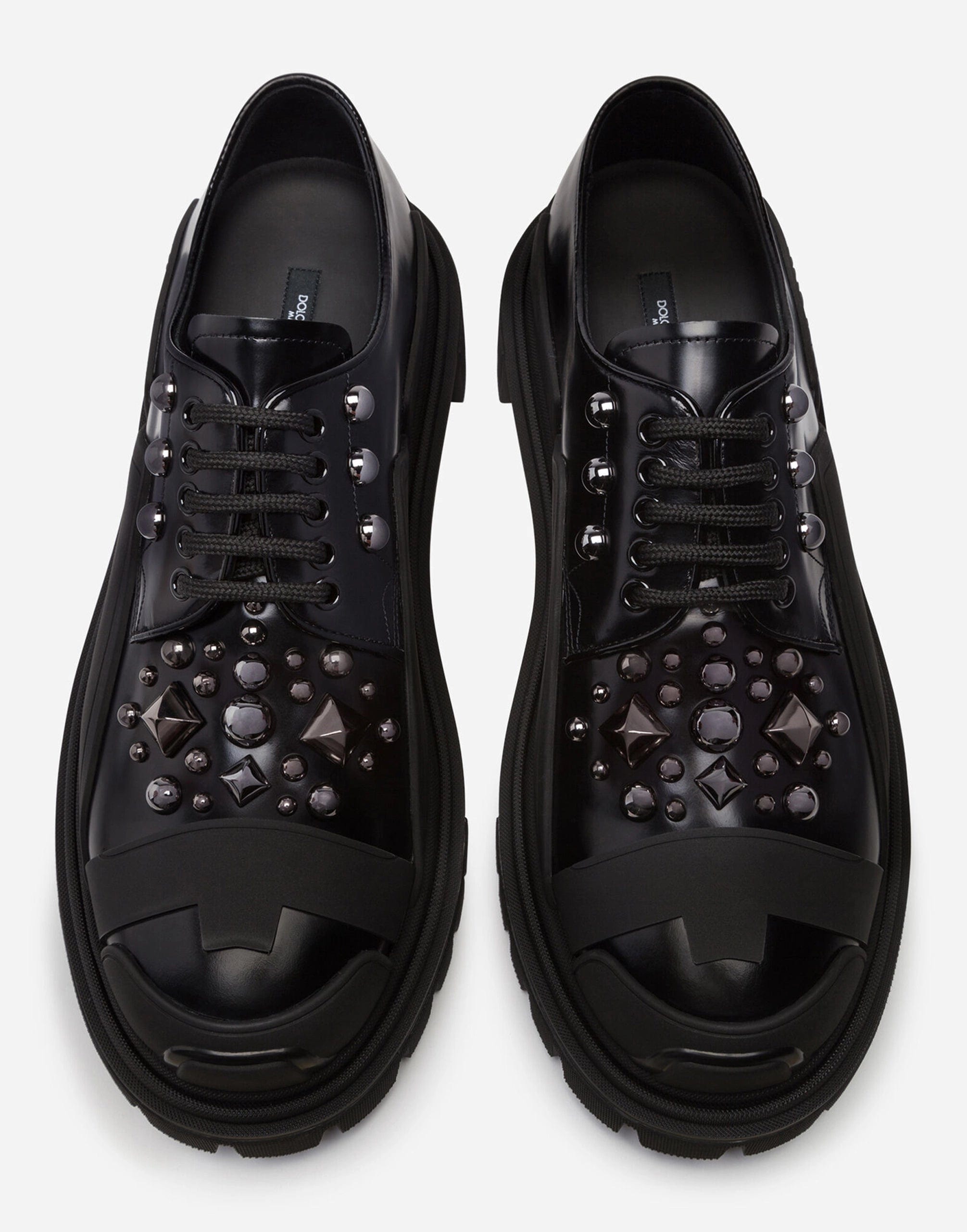 Dolce & Gabbana Polished Trekking Derby With Stud Embroidery