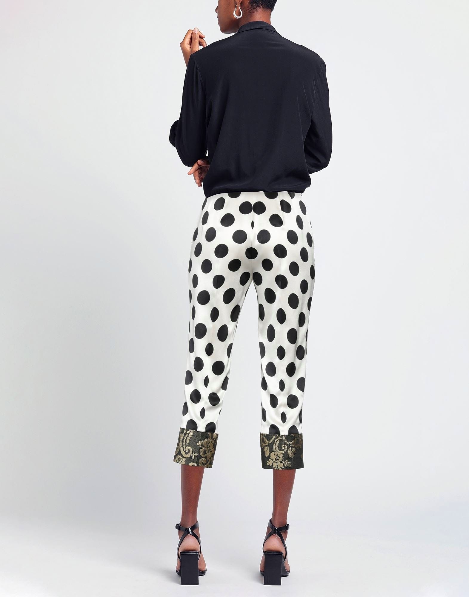Dolce & Gabbana Polka-Dot Capri Brocade Hem Pants