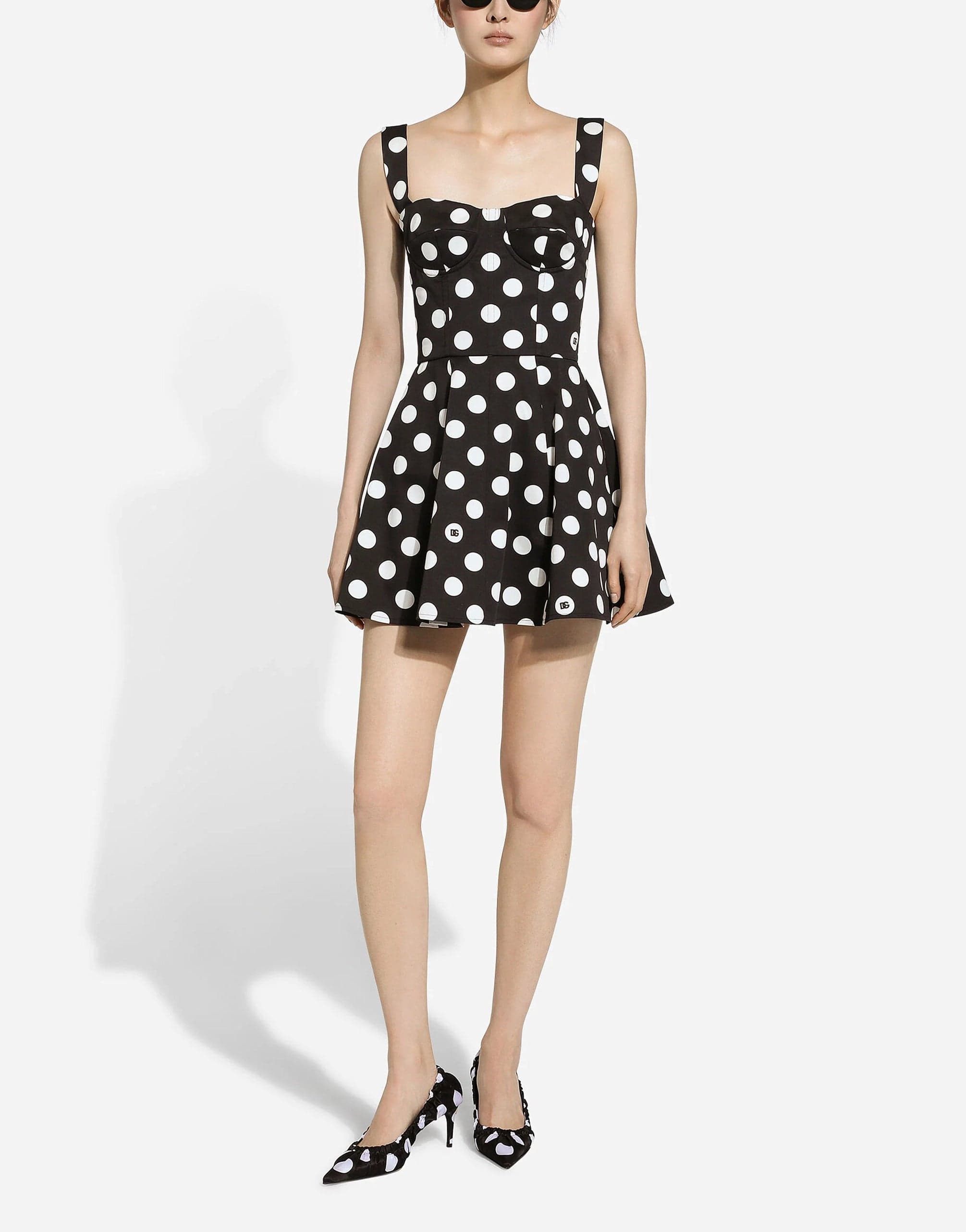 Dolce & Gabbana polka-dot corset minidress