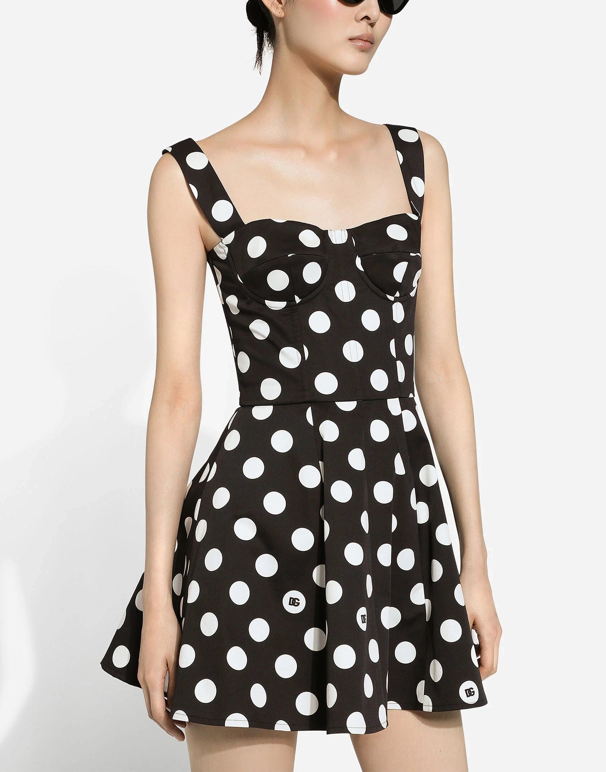 Dolce & Gabbana polka-dot corset minidress