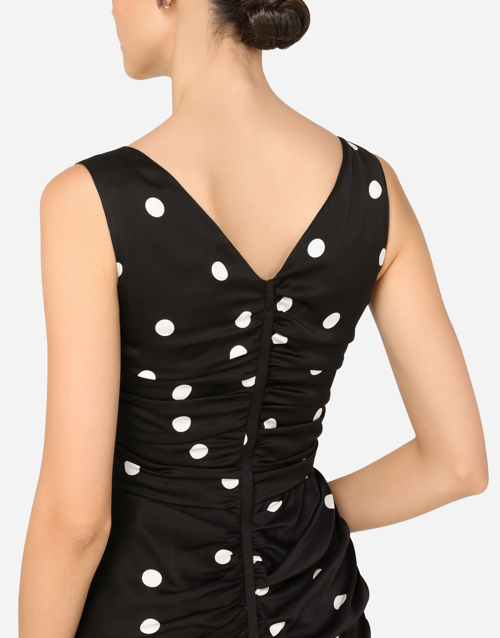 Dolce & Gabbana Polka-Dot Print Charmeuse Draped Dress