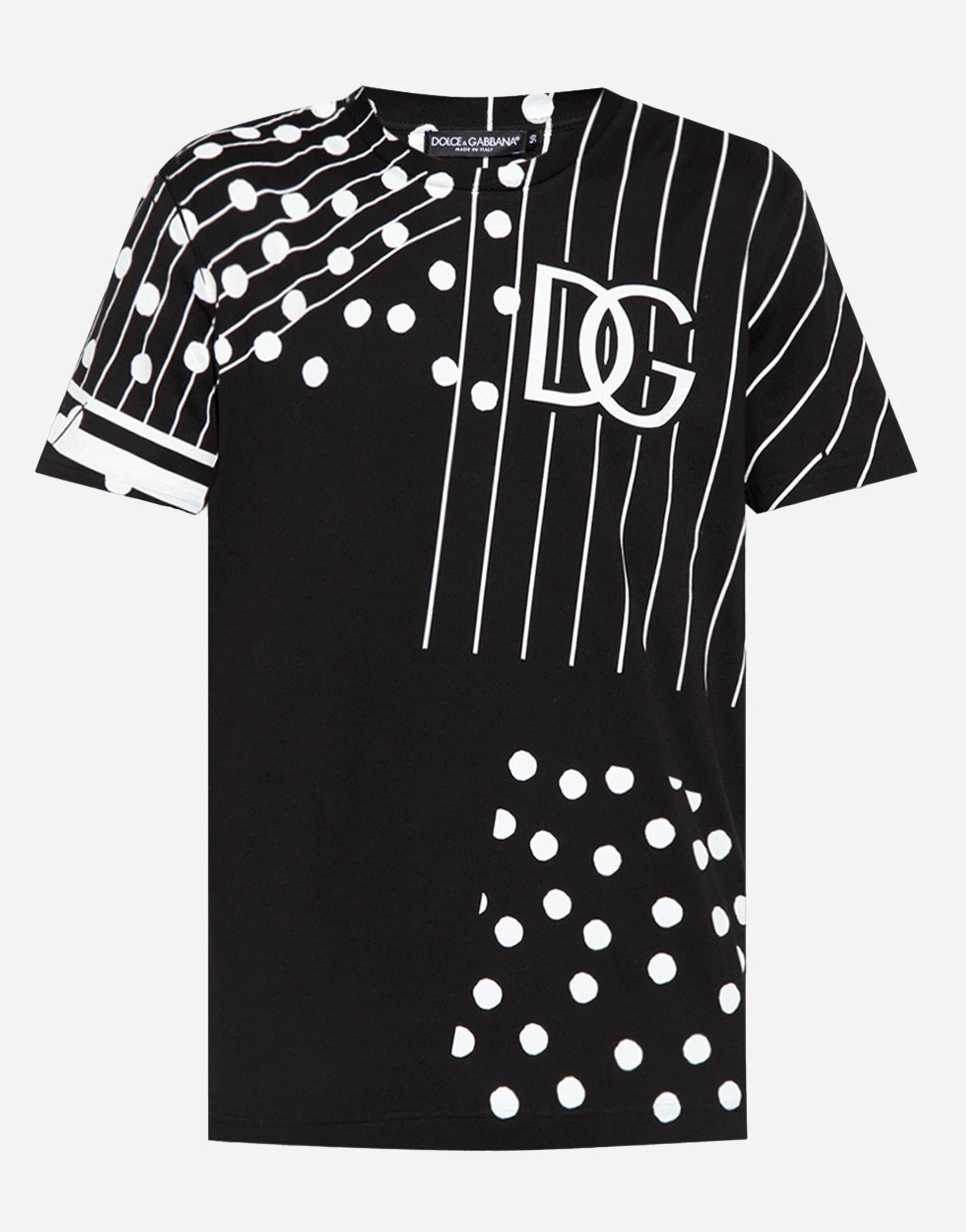 Dolce & Gabbana Polka-Dot Print Logo Cotton T-Shirt