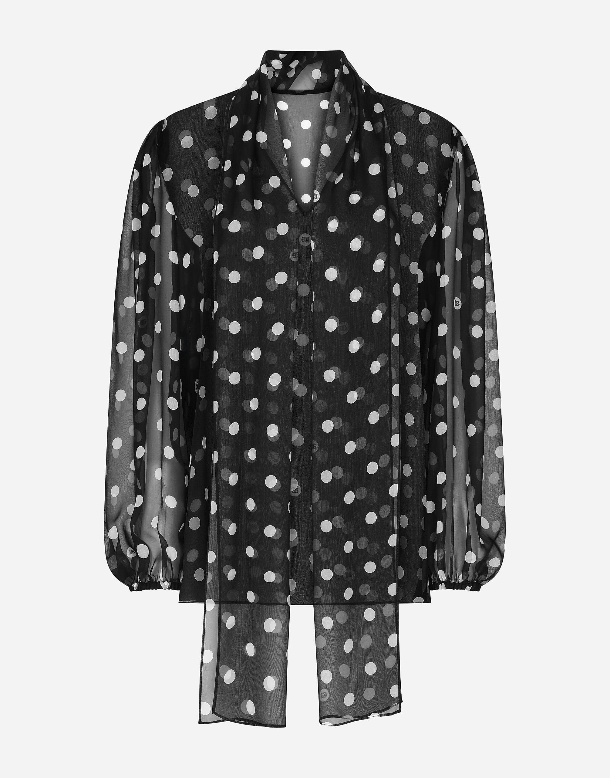 Dolce & Gabbana Polka-Dot Print Pussy-Bow Shirt