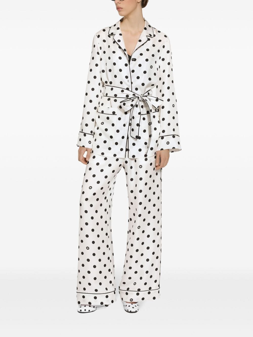 Dolce & Gabbana Polka Dot-Print Silk Pajama Pants