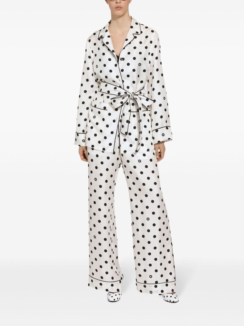 Dolce & Gabbana Polka Dot-Print Silk Pajama Pants