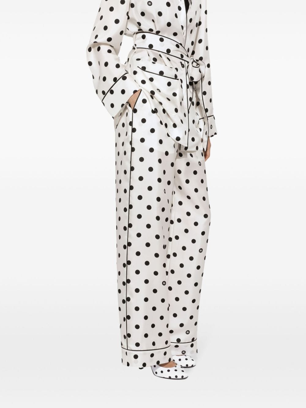 Dolce & Gabbana Polka Dot-Print Silk Pajama Pants