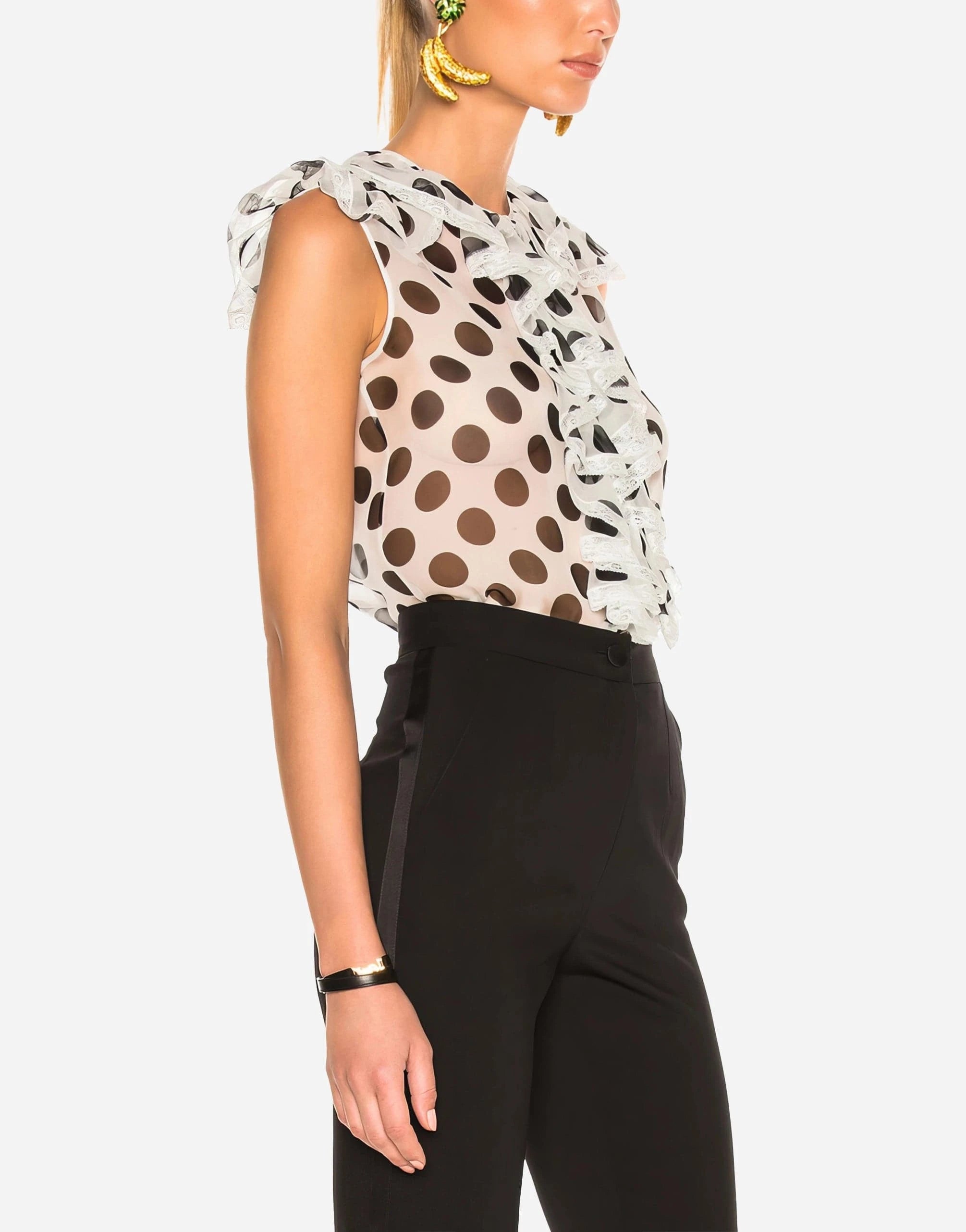 Dolce & Gabbana Polka-Dot Print Sleeveless Blouse