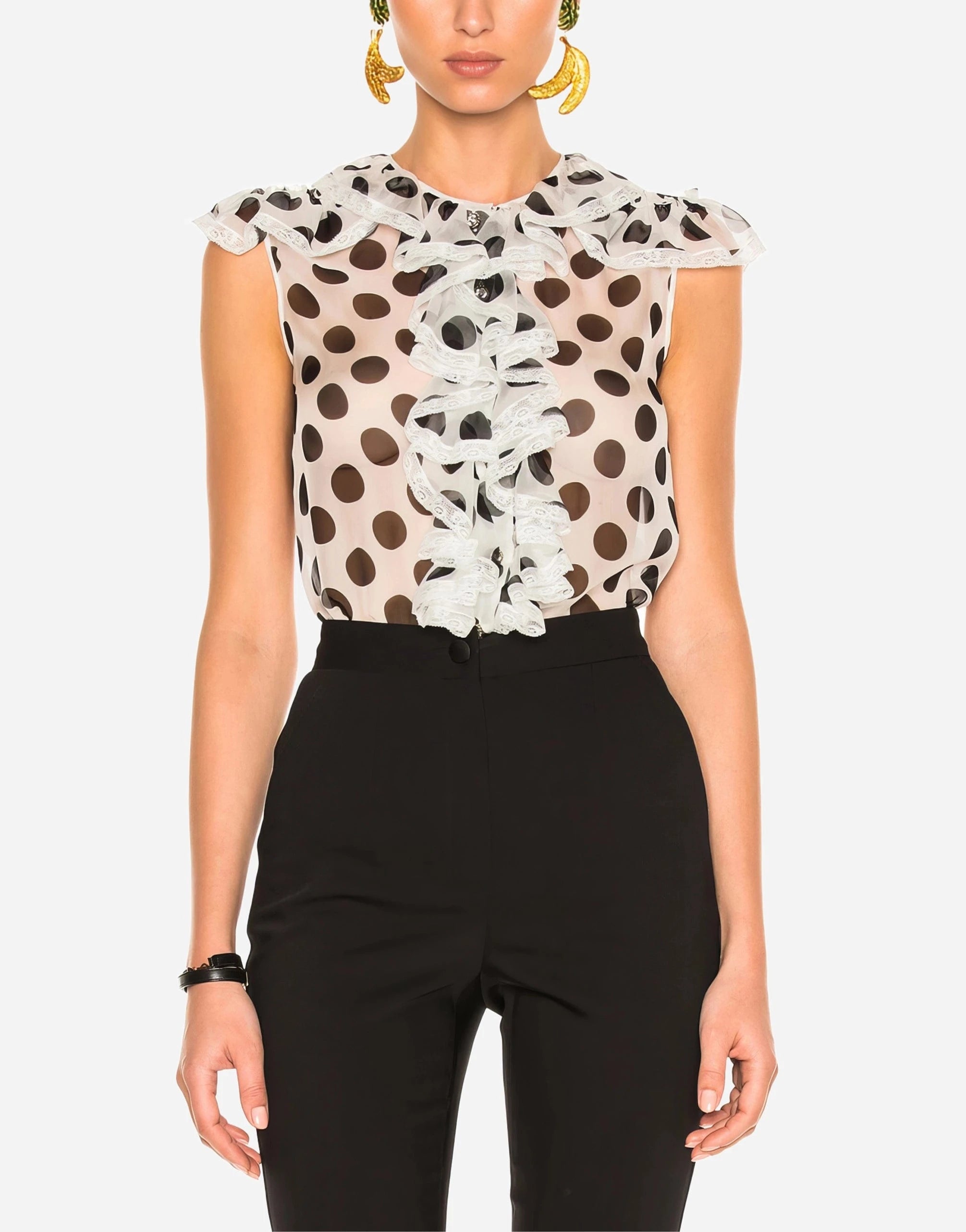 Dolce & Gabbana ärmellose Bluse mit Polka-Dot-Print