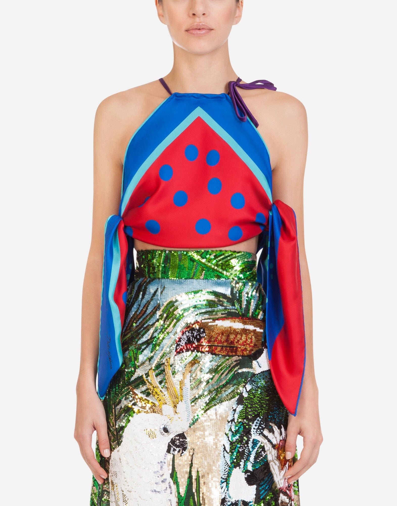 Dolce & Gabbana Polka-Dot Print Twill Silk Top