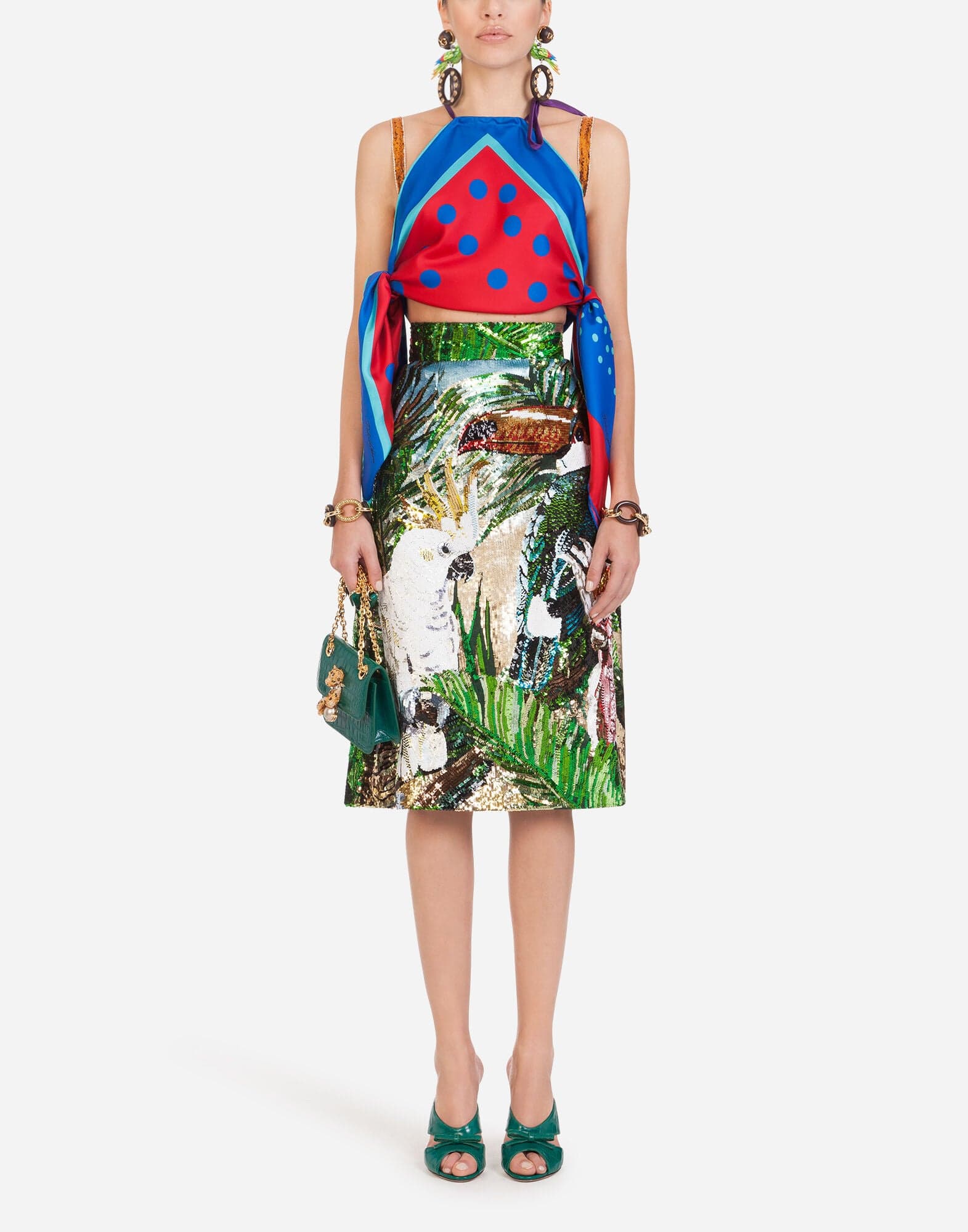 Dolce & Gabbana Polka-Dot Print Twill Silk Top