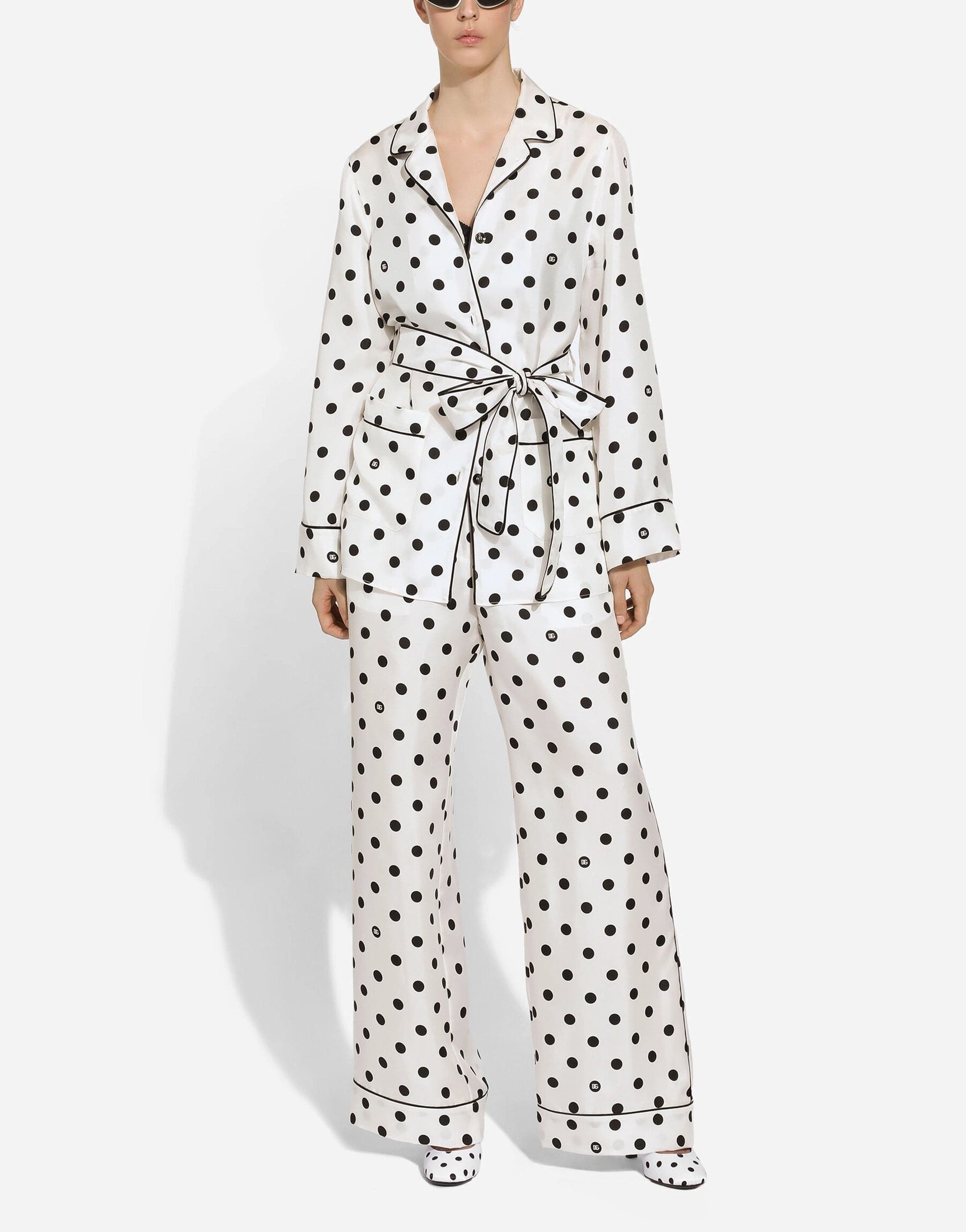 Dolce & Gabbana Polka-Dot Silk Pajama Shirt