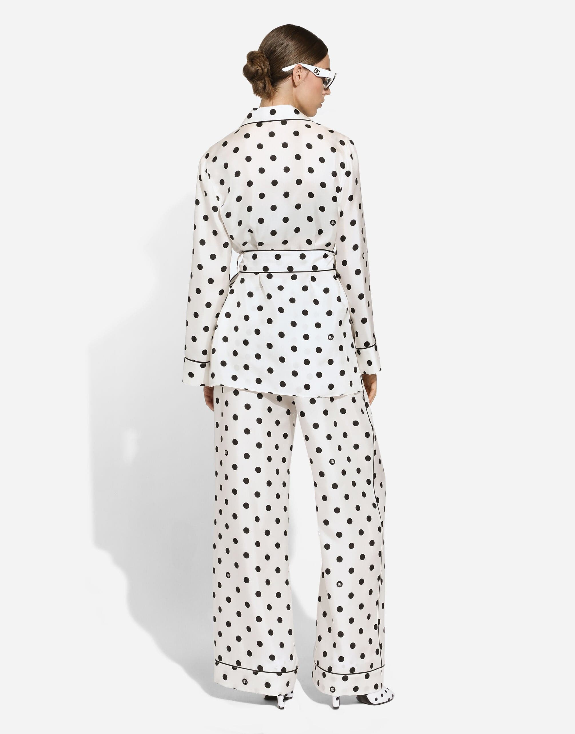 Dolce & Gabbana Polka-Dot Silk Pajama Shirt