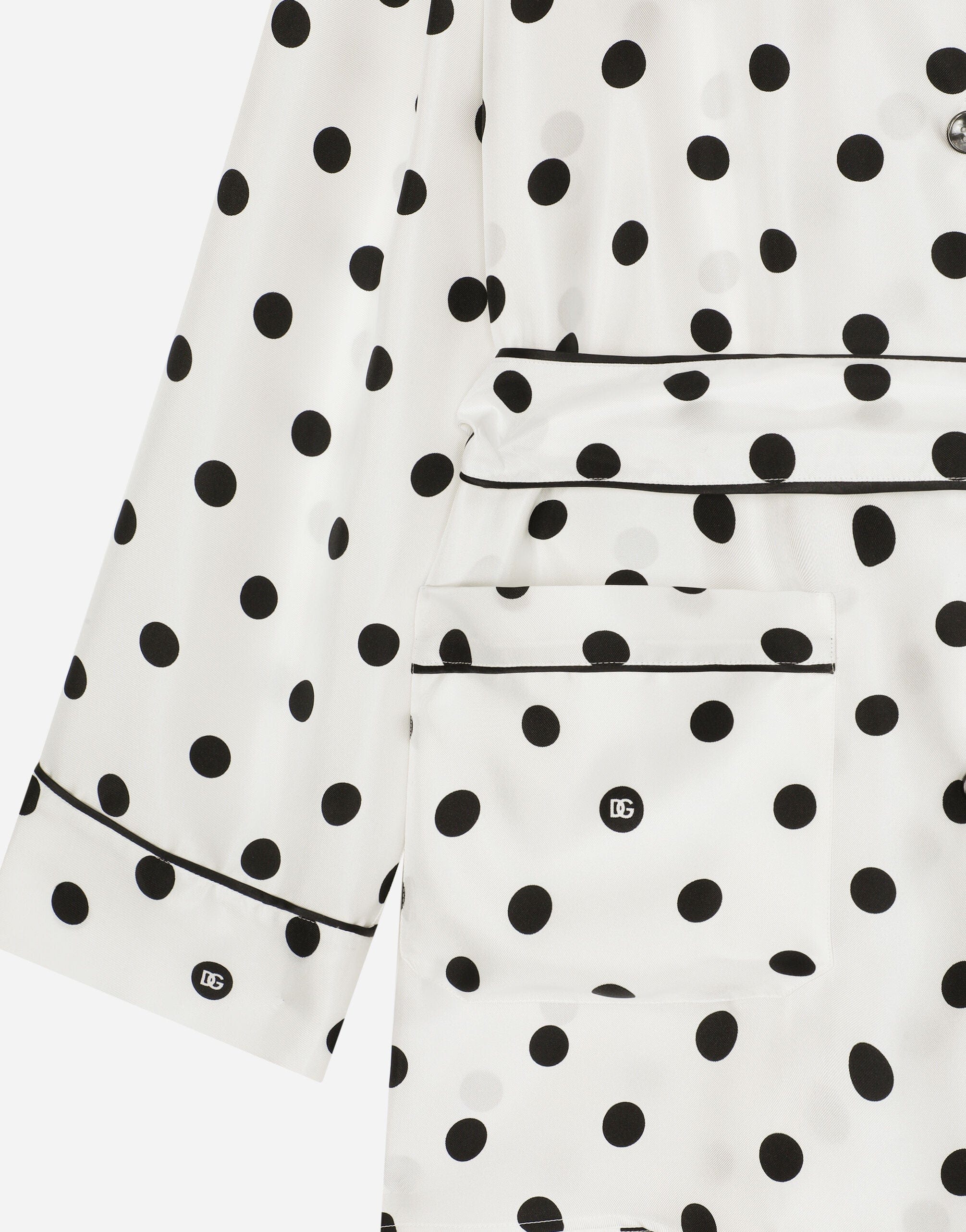 Dolce & Gabbana Polka-Dot Silk Pajama Shirt