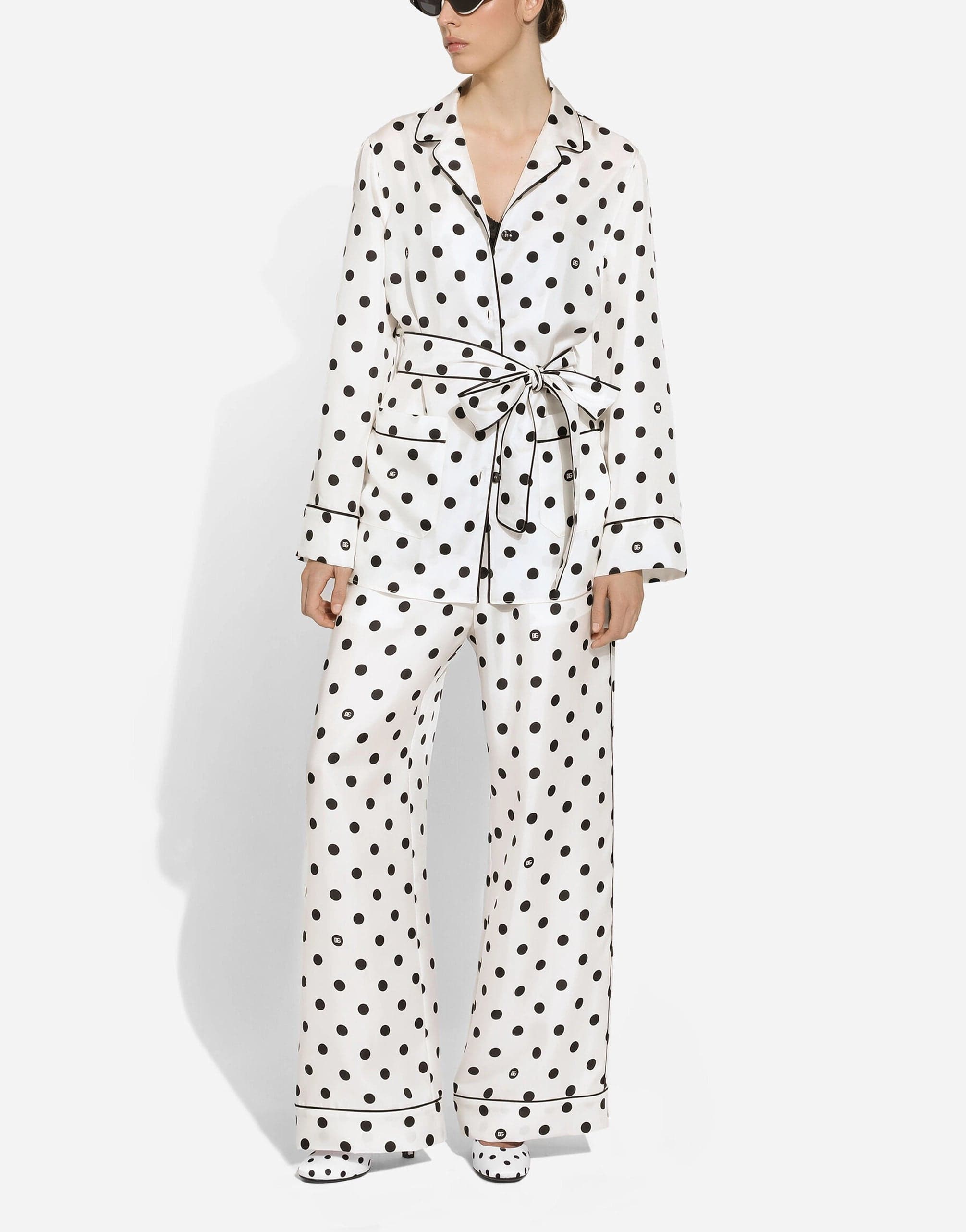 Dolce & Gabbana Polka-Dot Silk Pajama Shirt