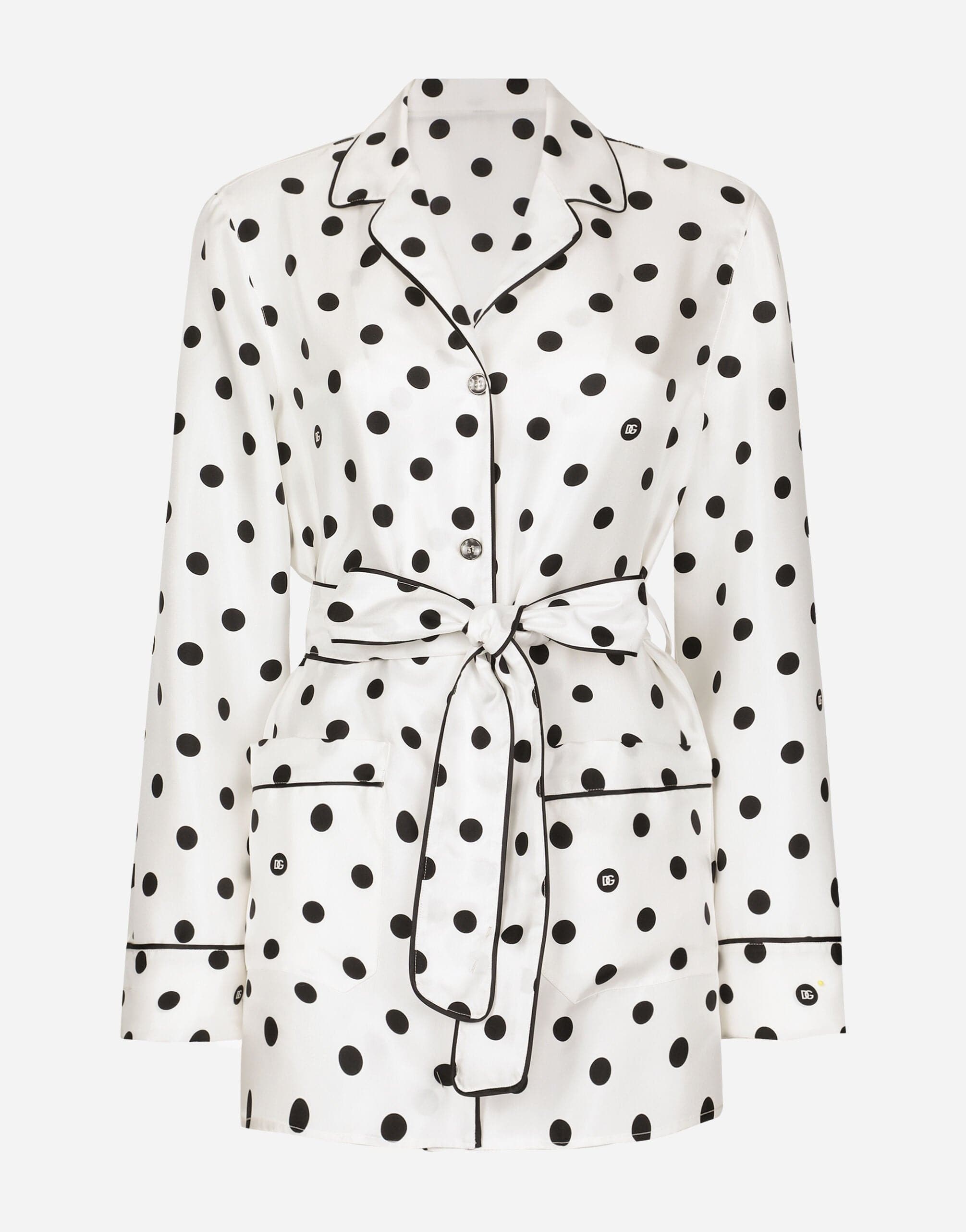 Dolce & Gabbana Polka-Dot Silk Pajama Shirt