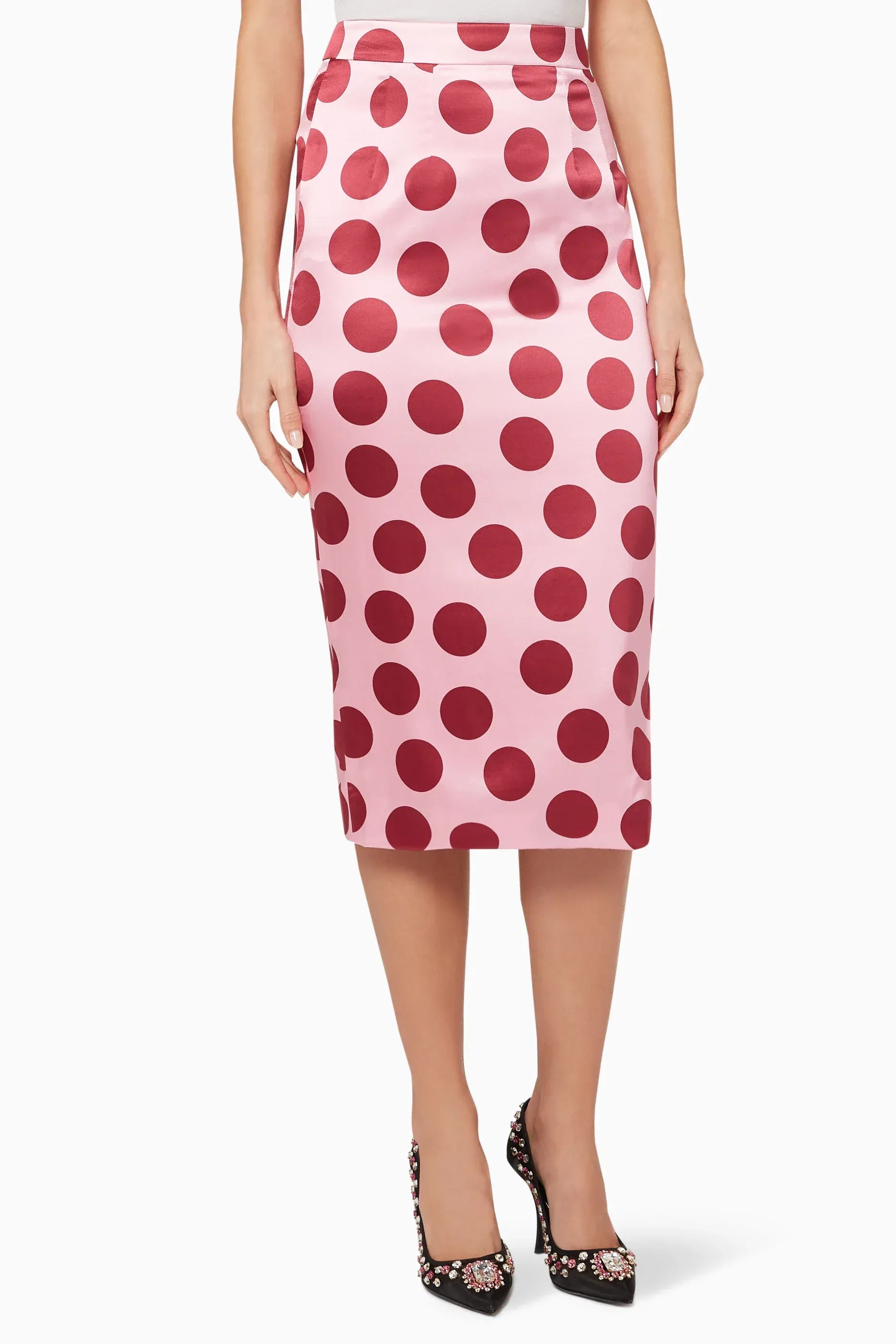 Dolce & Gabbana Polka-Dot Silk Pencil Skirt