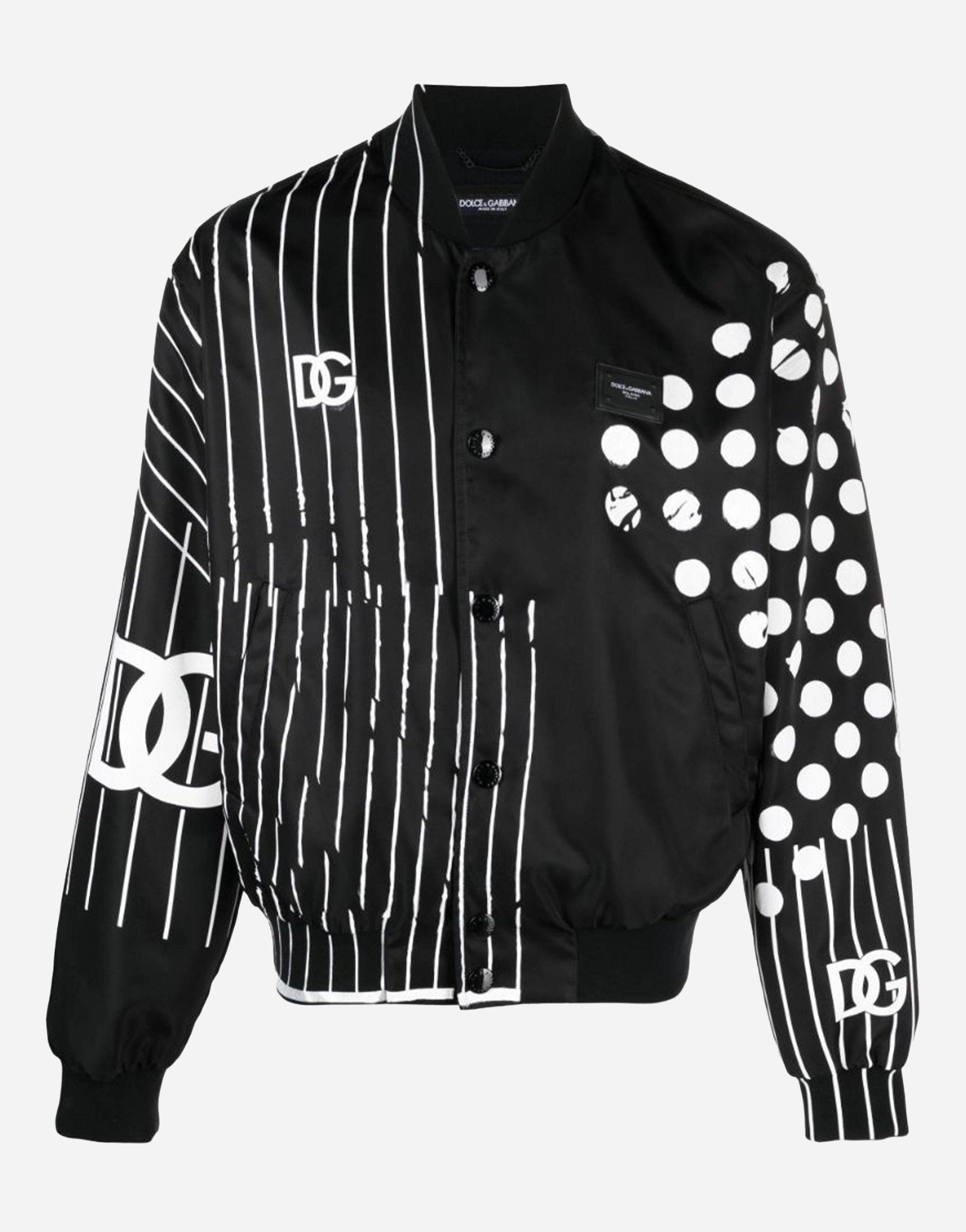 Dolce & Gabbana Polka Dot Stripe Print Bomber Jacket