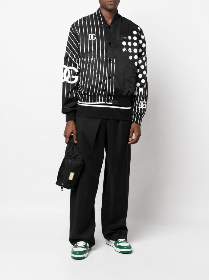 Dolce & Gabbana Polka Dot Stripe Print Bomber Jacket