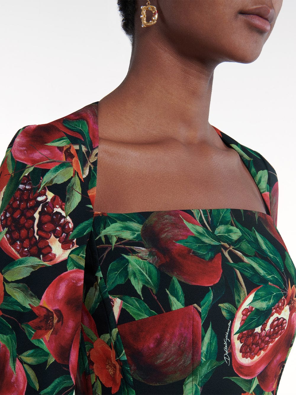 Dolce & Gabbana Pomegranate-Printed Midi Dress
