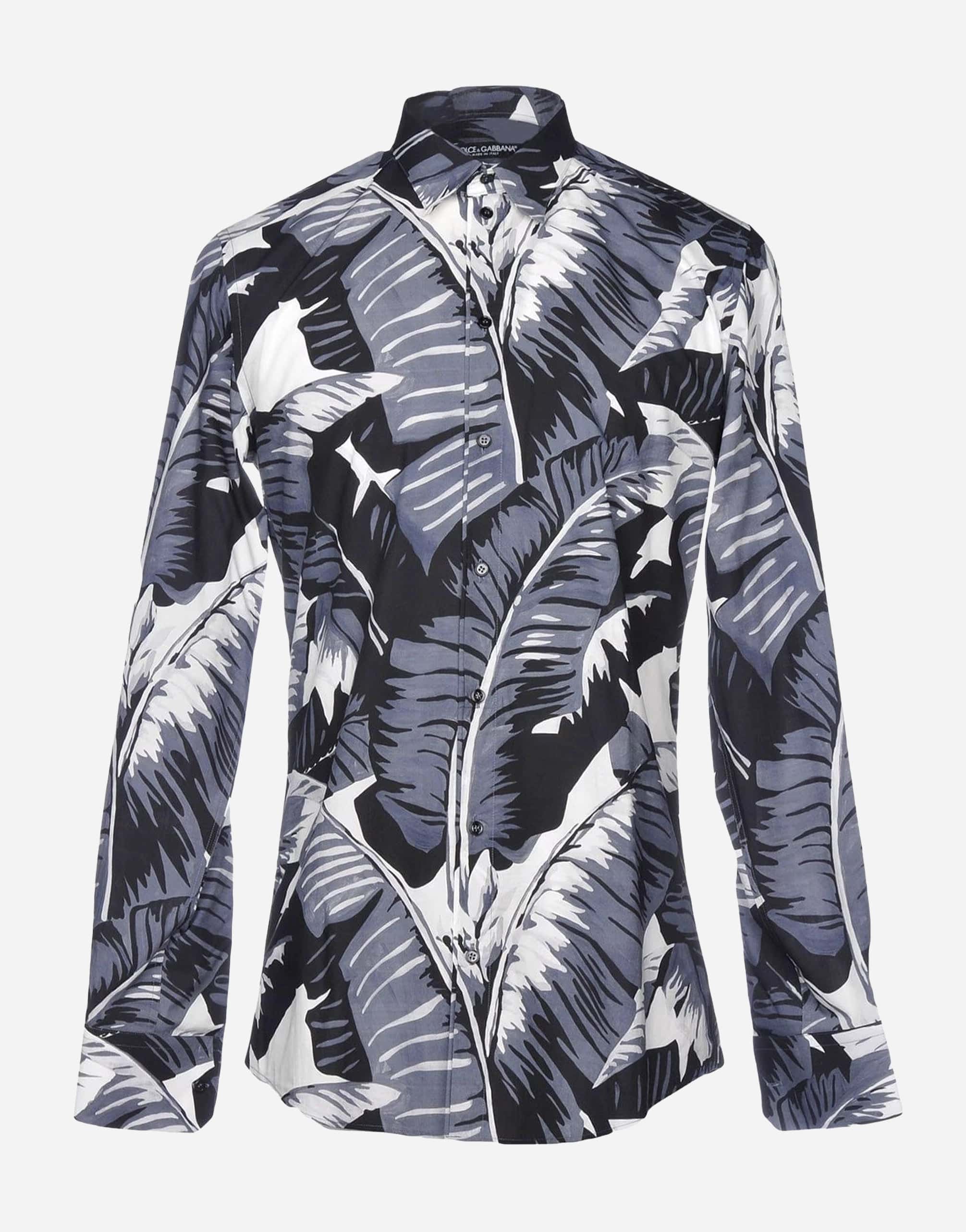 Dolce & Gabbana Popeline Printed Banana Leaf Shirt