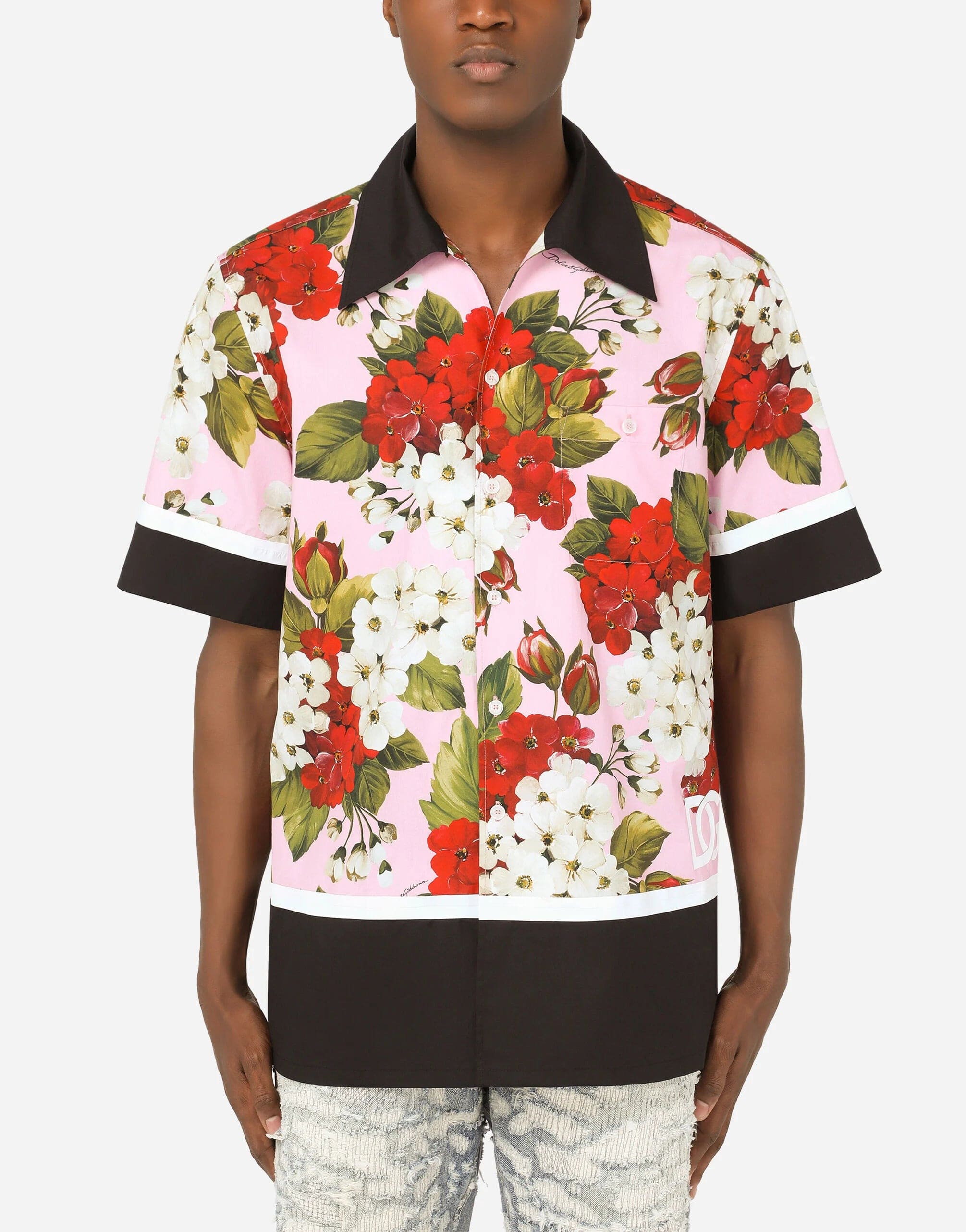Cotton Hawaiian shirt with DG Monogram print - DOLCE & GABBANA