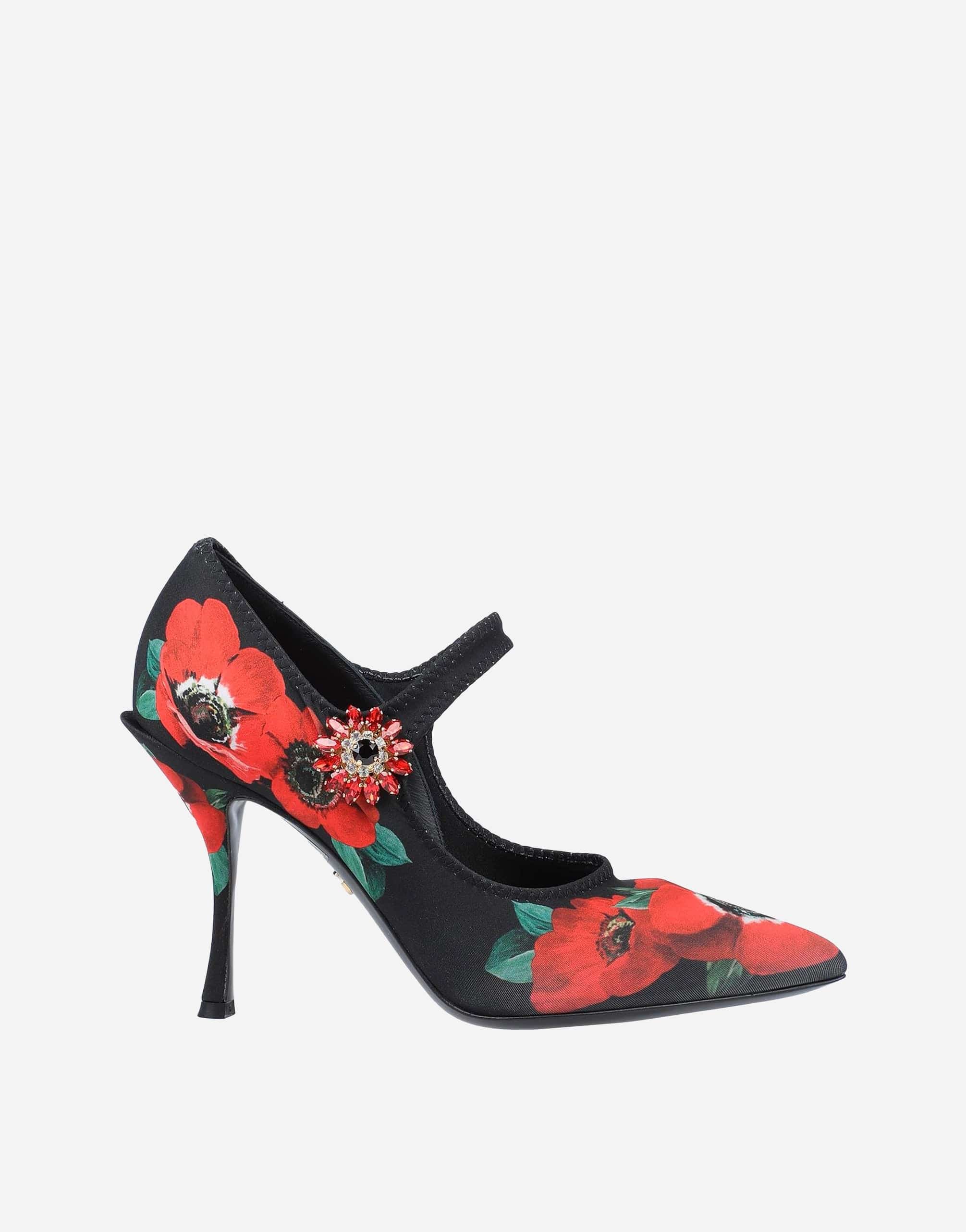 Dolce & Gabbana Poppy Print Mary Jane Stretch Jersey Pumps