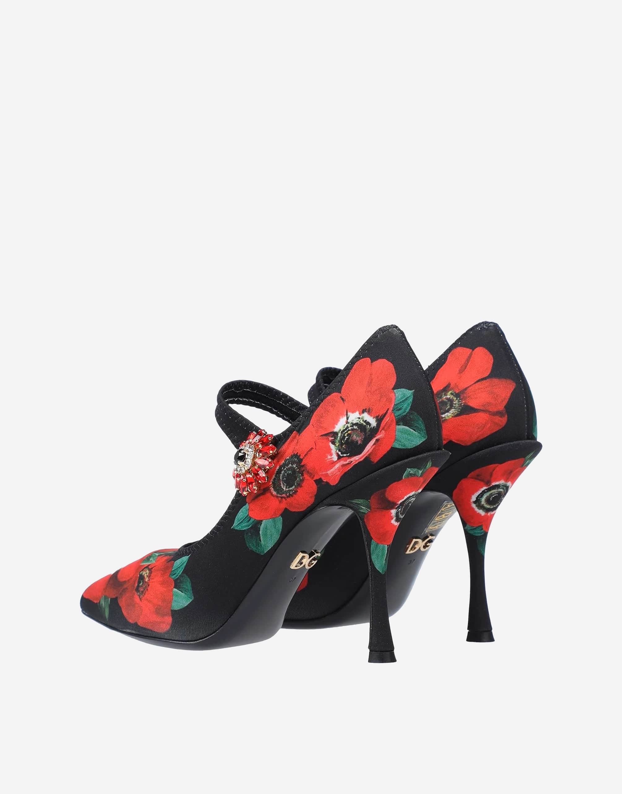 Dolce & Gabbana Poppy Print Mary Jane Stretch Jersey Pumps