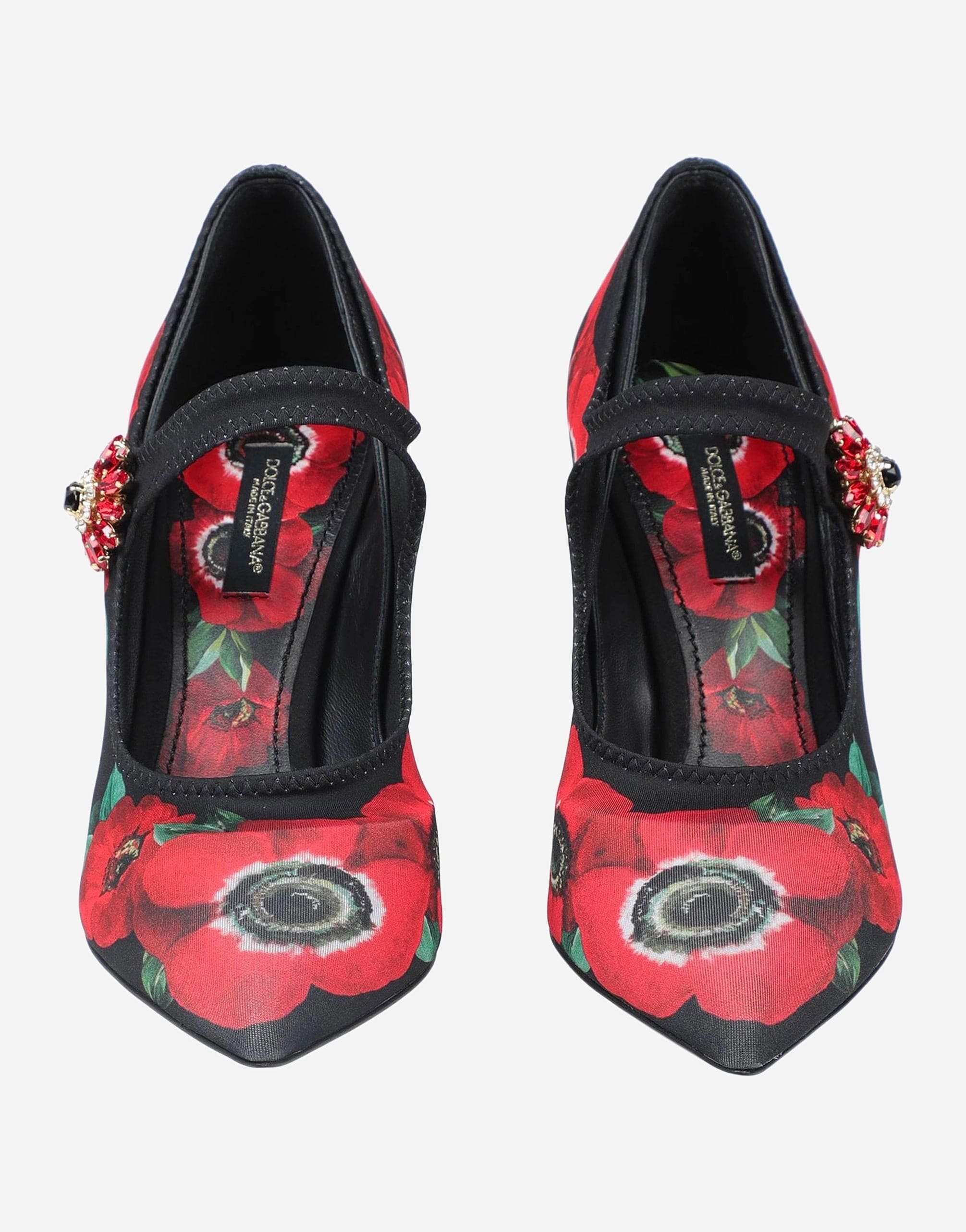 Dolce & Gabbana Poppy Print Mary Jane Stretch Jersey Pumps