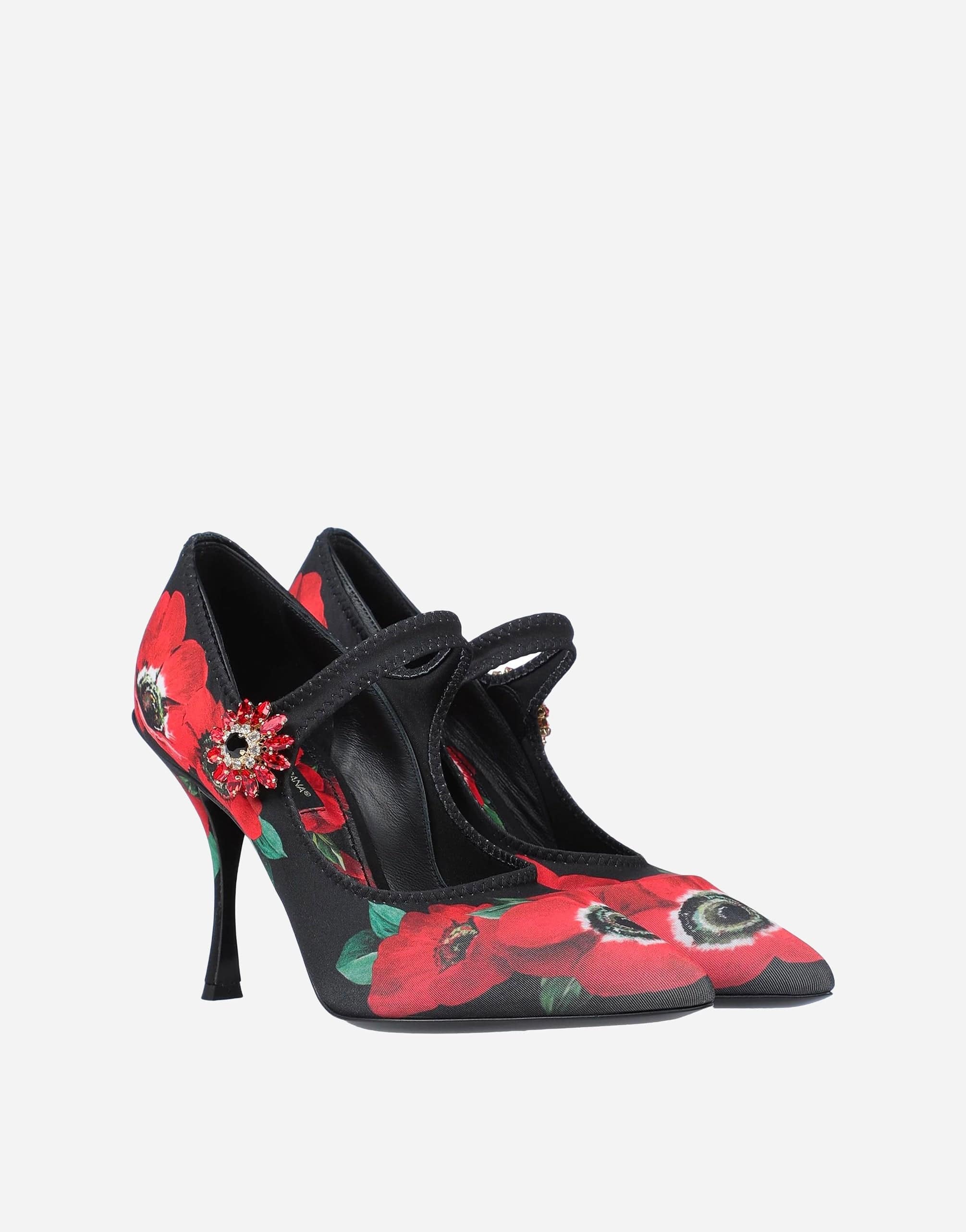 Dolce & Gabbana Poppy Print Mary Jane Stretch Jersey Pumps