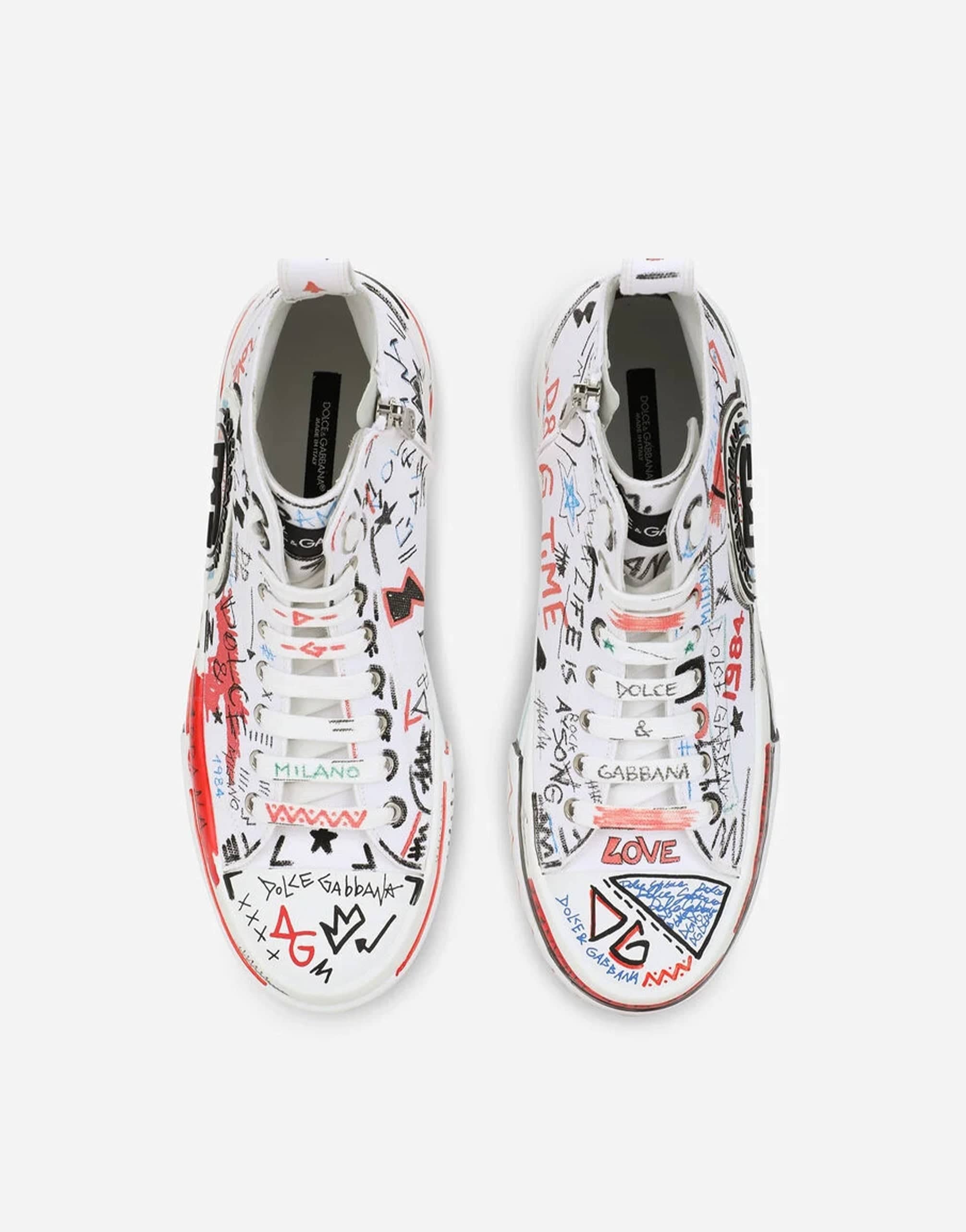 Dolce & Gabbana Portofino Graffiti High-Top Sneakers