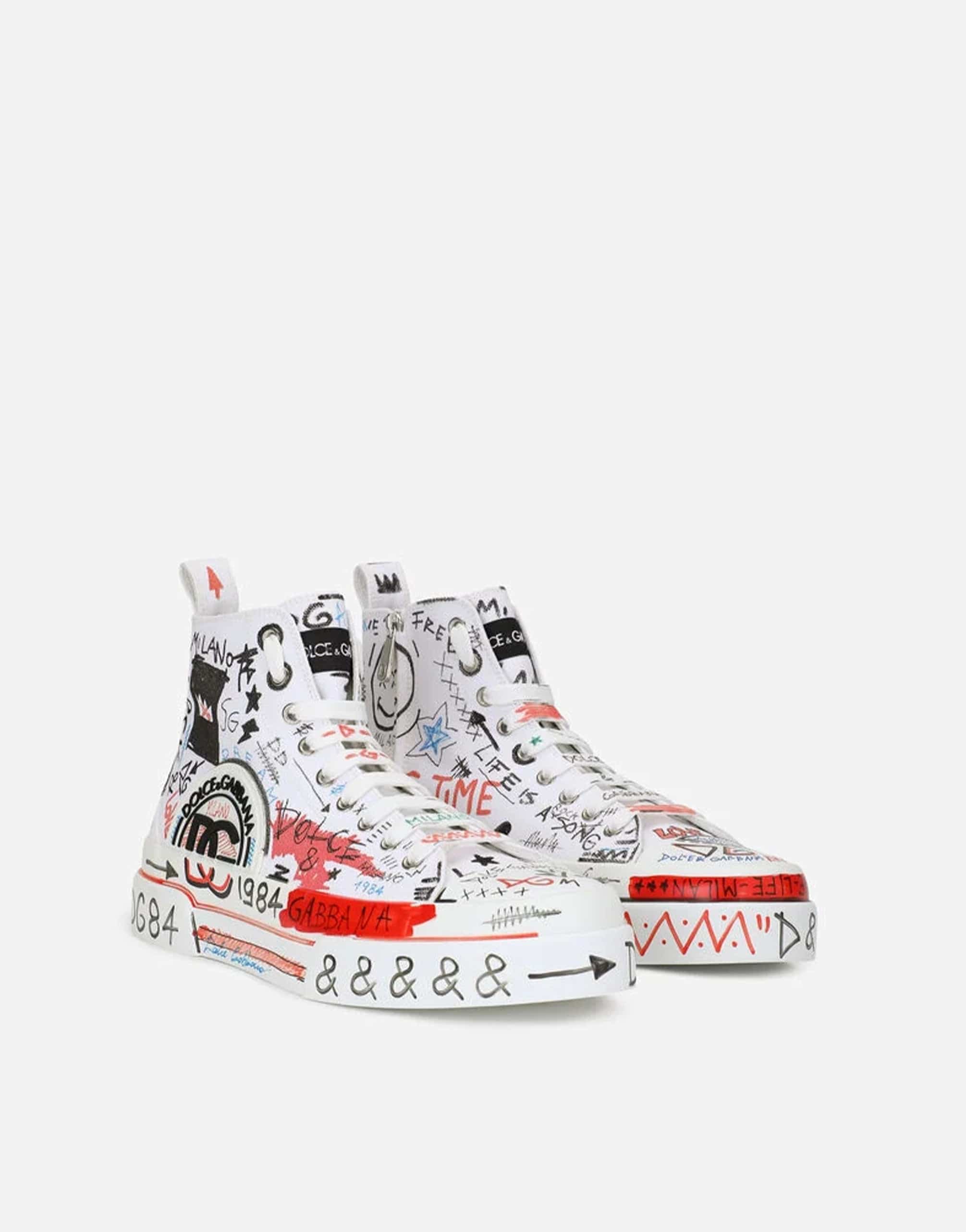 Dolce & Gabbana Portofino Graffiti High-Top Sneakers