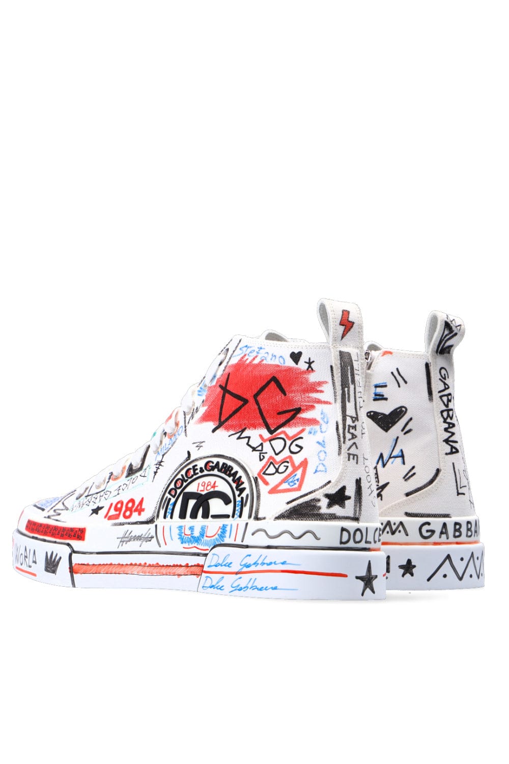 Dolce & Gabbana Portofino Graffiti Print High-Top Sneakers