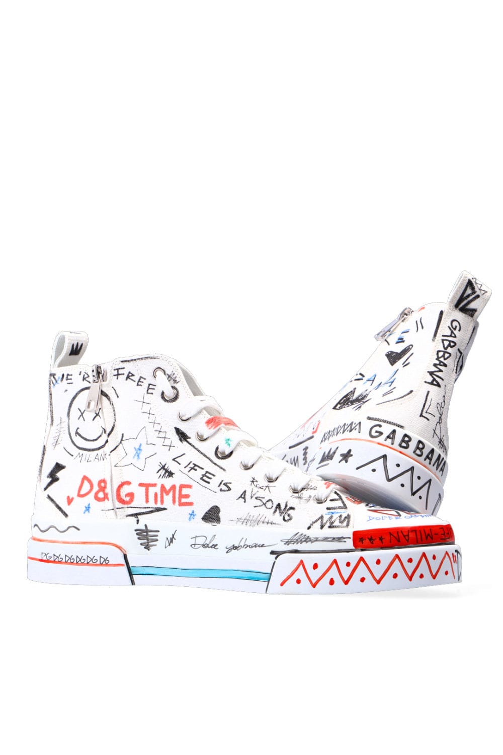 Dolce & Gabbana Portofino Graffiti Print High-Top Sneakers