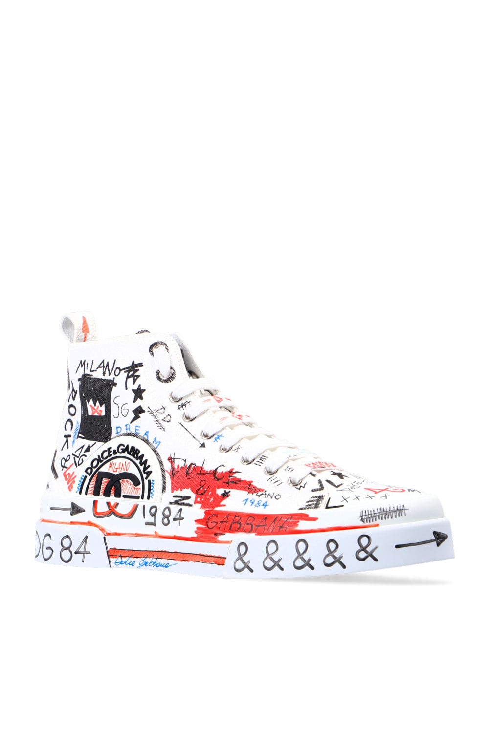 Dolce & Gabbana Portofino Graffiti Print High-Top Sneakers