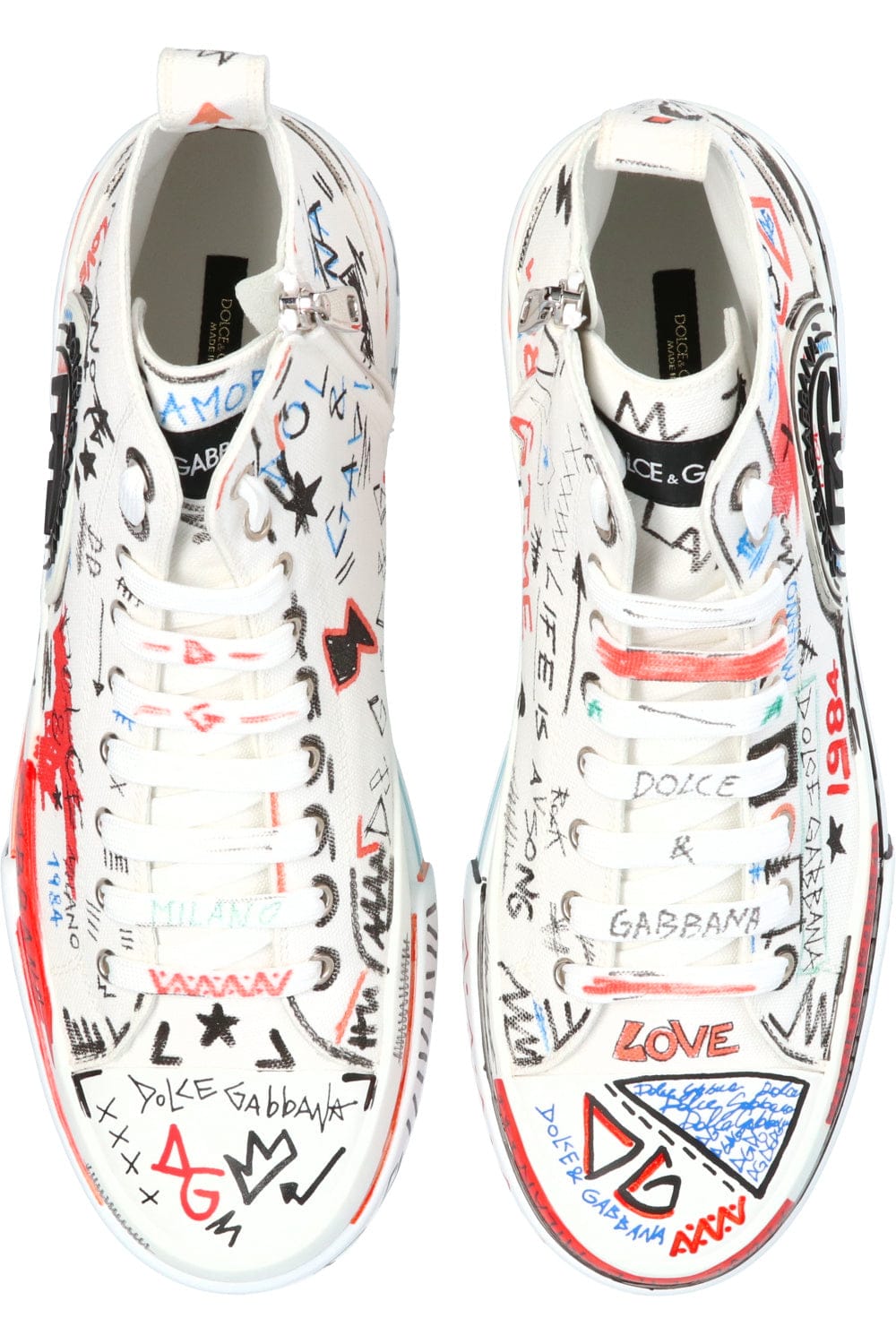 Dolce & Gabbana Portofino Graffiti Print High-Top Sneakers