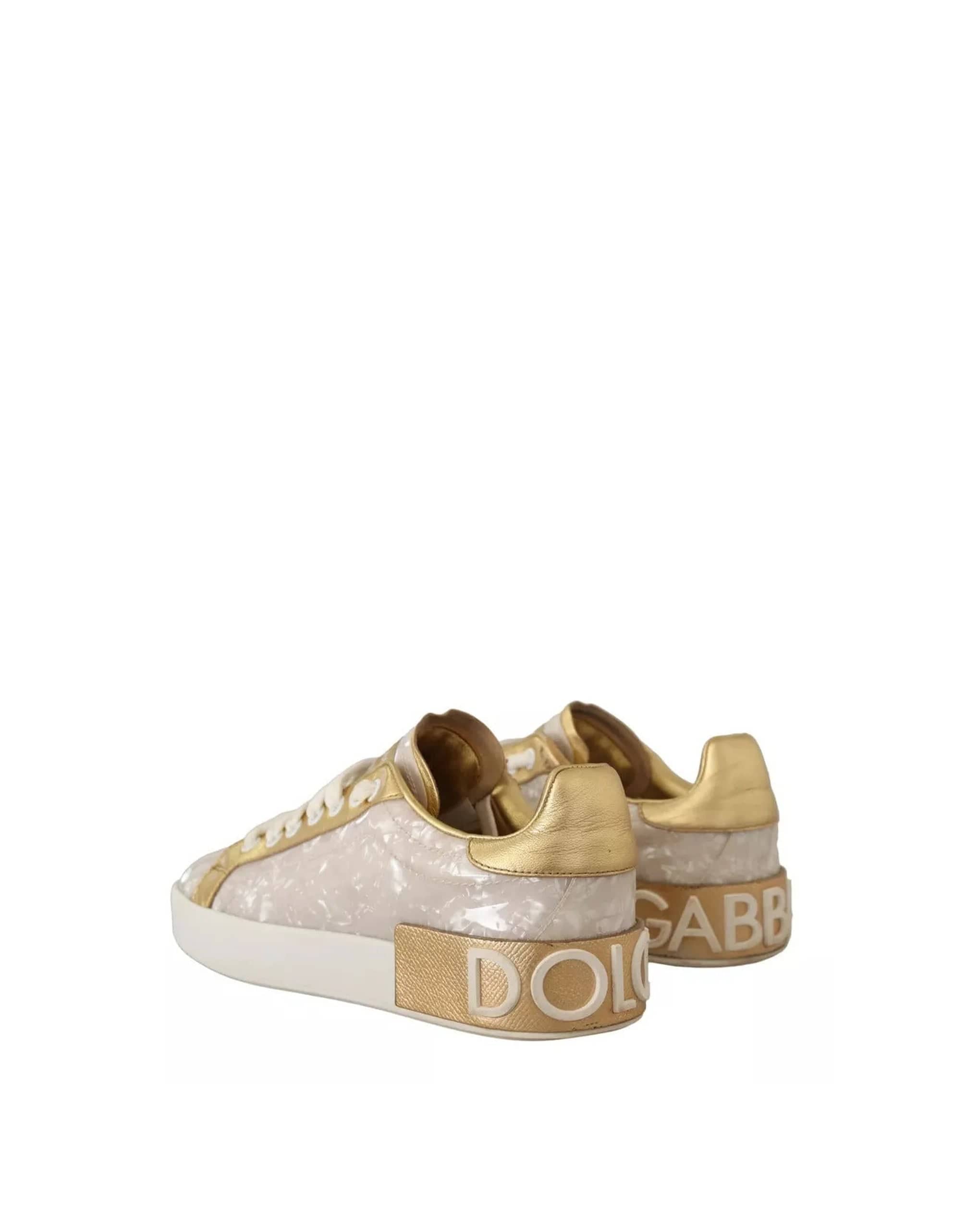 Dolce & Gabbana Portofino In Mother-Of-Pearl Print Sneakers