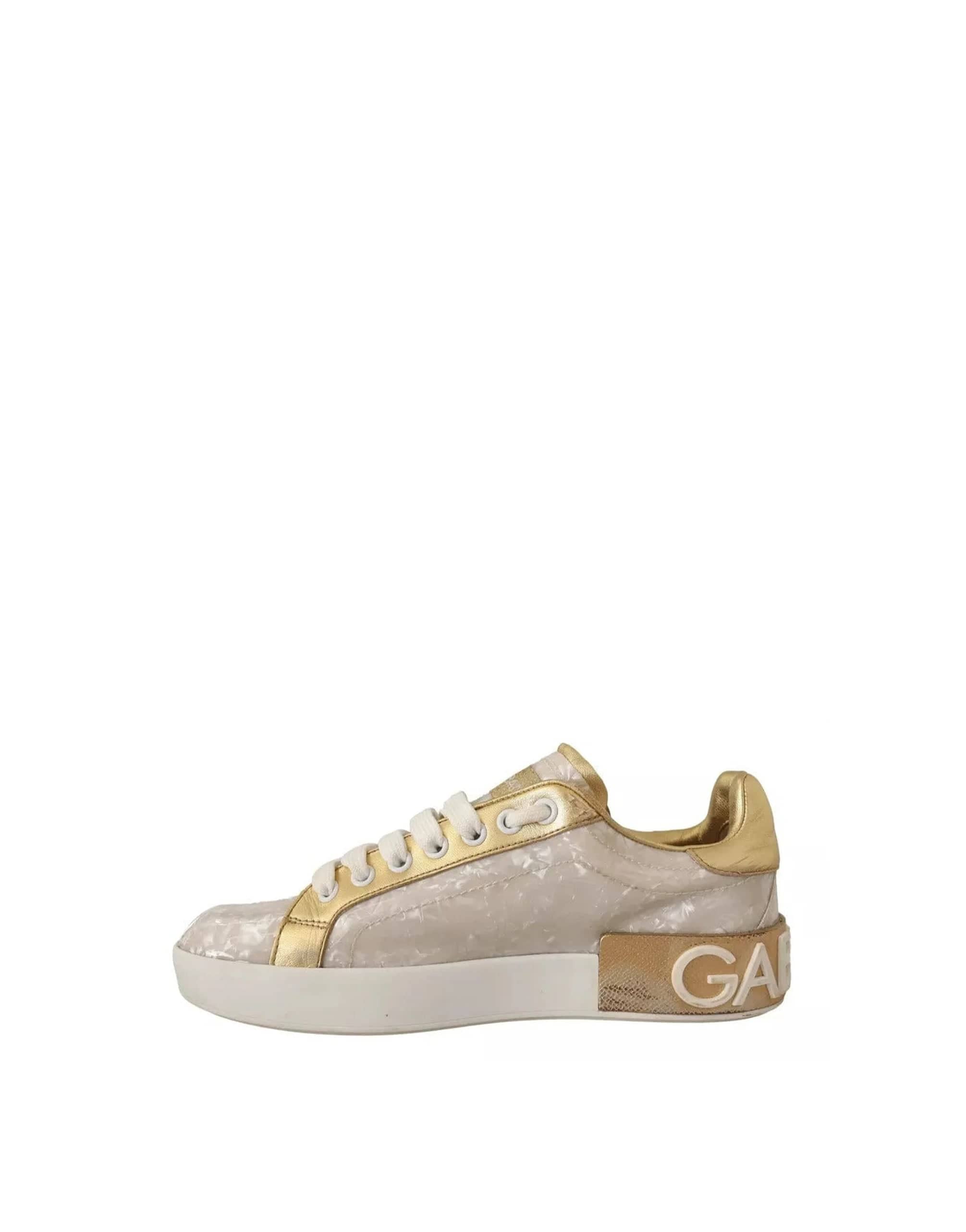 Dolce & Gabbana Portofino In Mother-Of-Pearl Print Sneakers