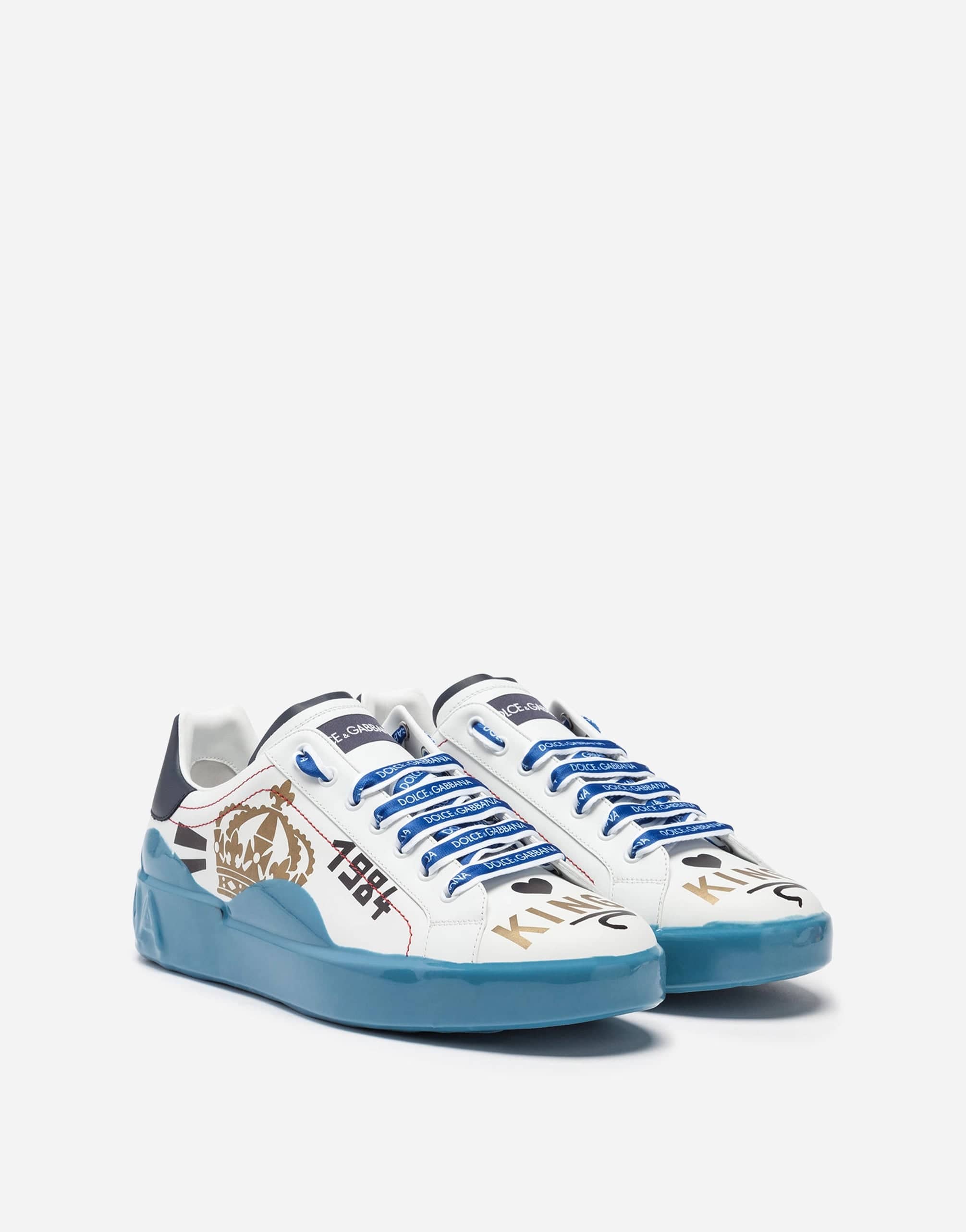 Dolce & Gabbana Portofino Melt Sneakers In Printed Nappa Leather