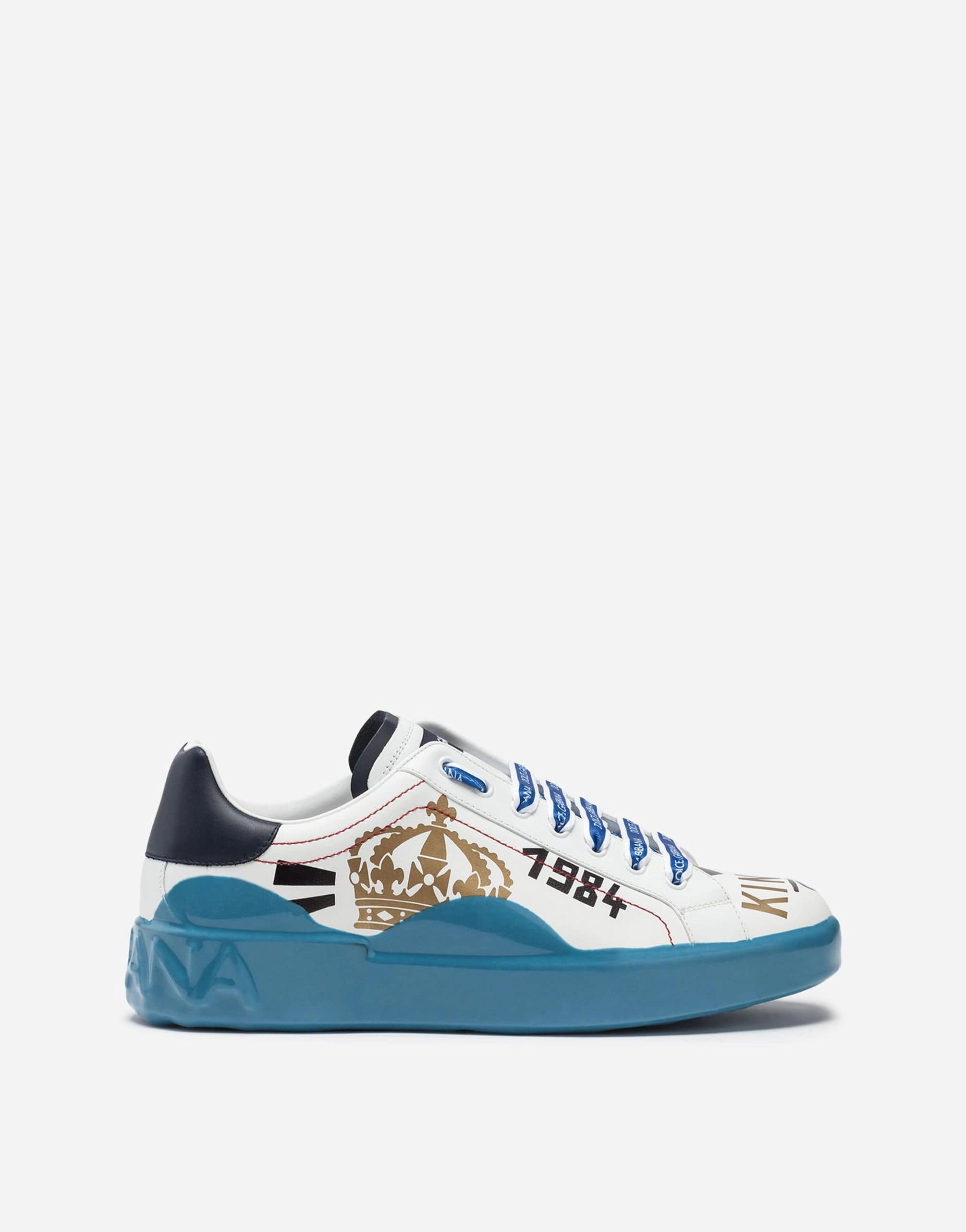 Dolce & Gabbana Portofino Melt Sneakers In Printed Nappa Leather