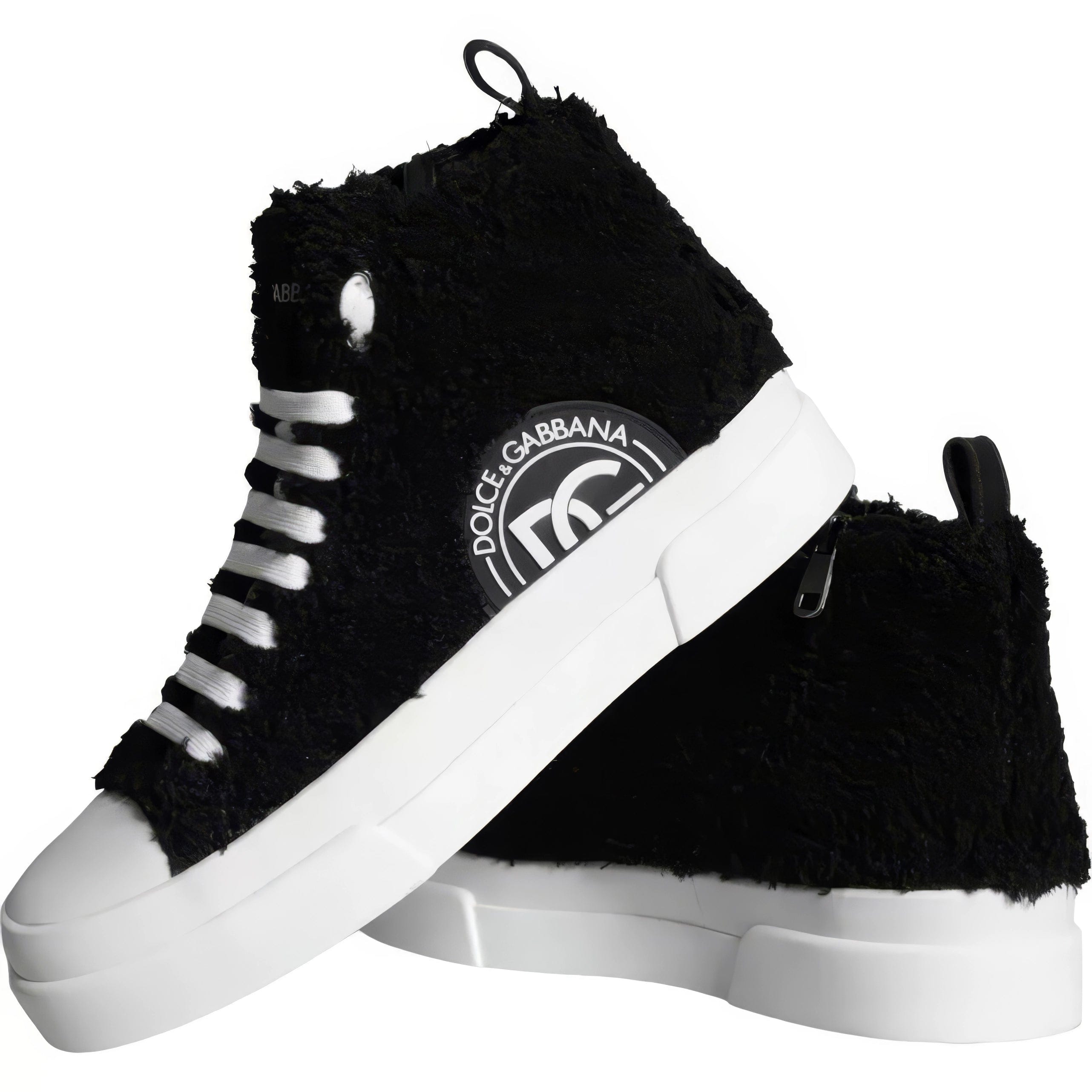 Dolce & Gabbana Portofino Mid-Top Sneakers With Fur