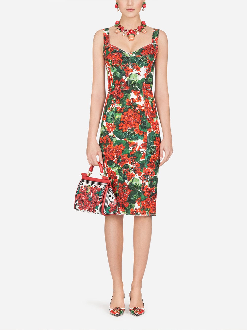 Dolce & Gabbana Portofino Print Cady Bustier Dress