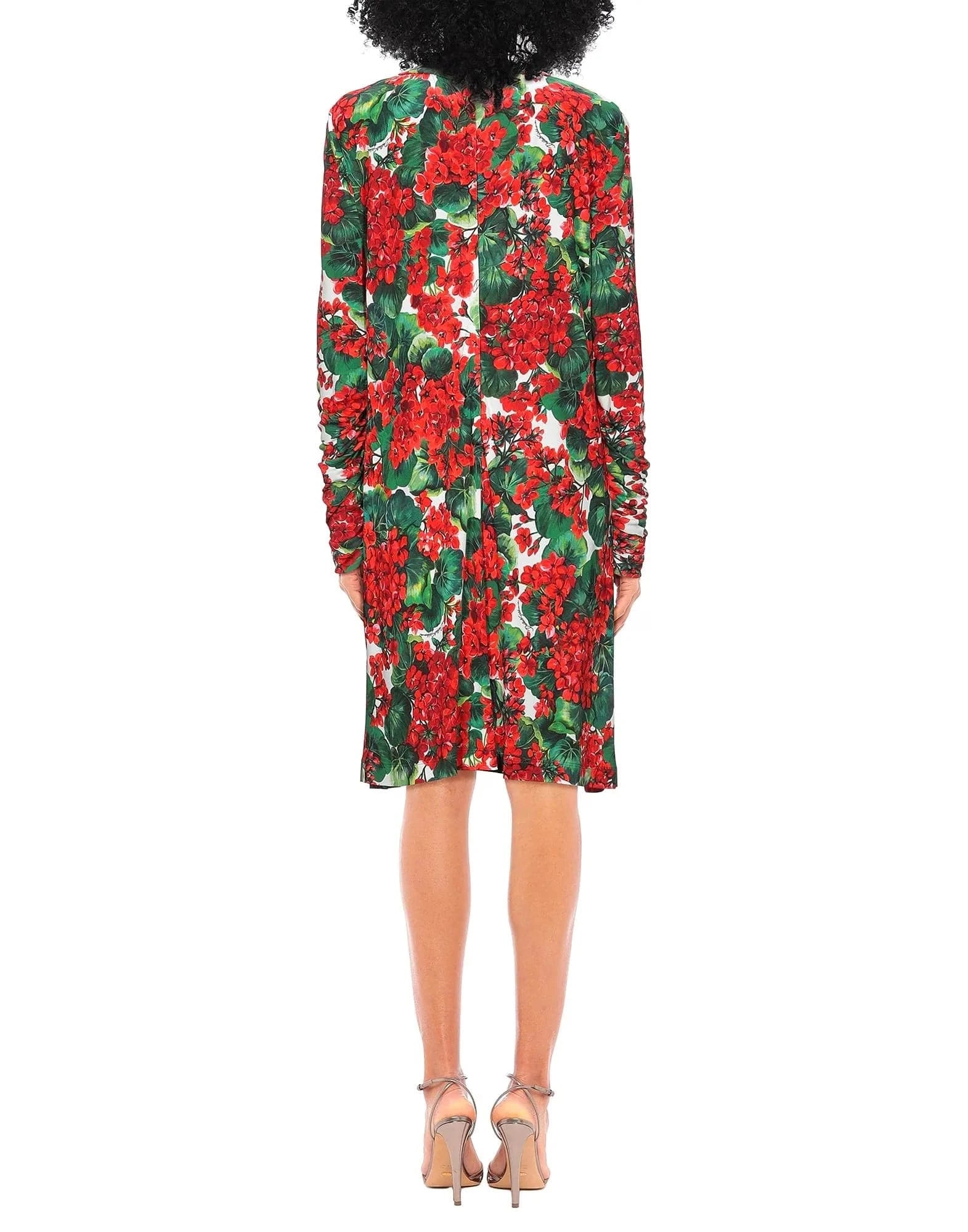 knee length dresses for ladies Dolce & Gabbana Multicolor Floral Short Portofino Dress - IT44