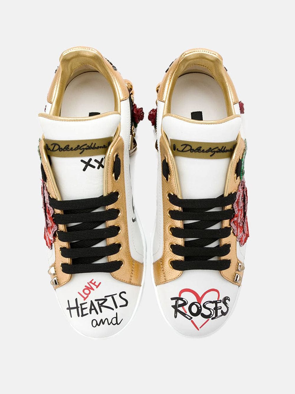 Dolce & Gabbana Portofino Rose Embellished Sneakers