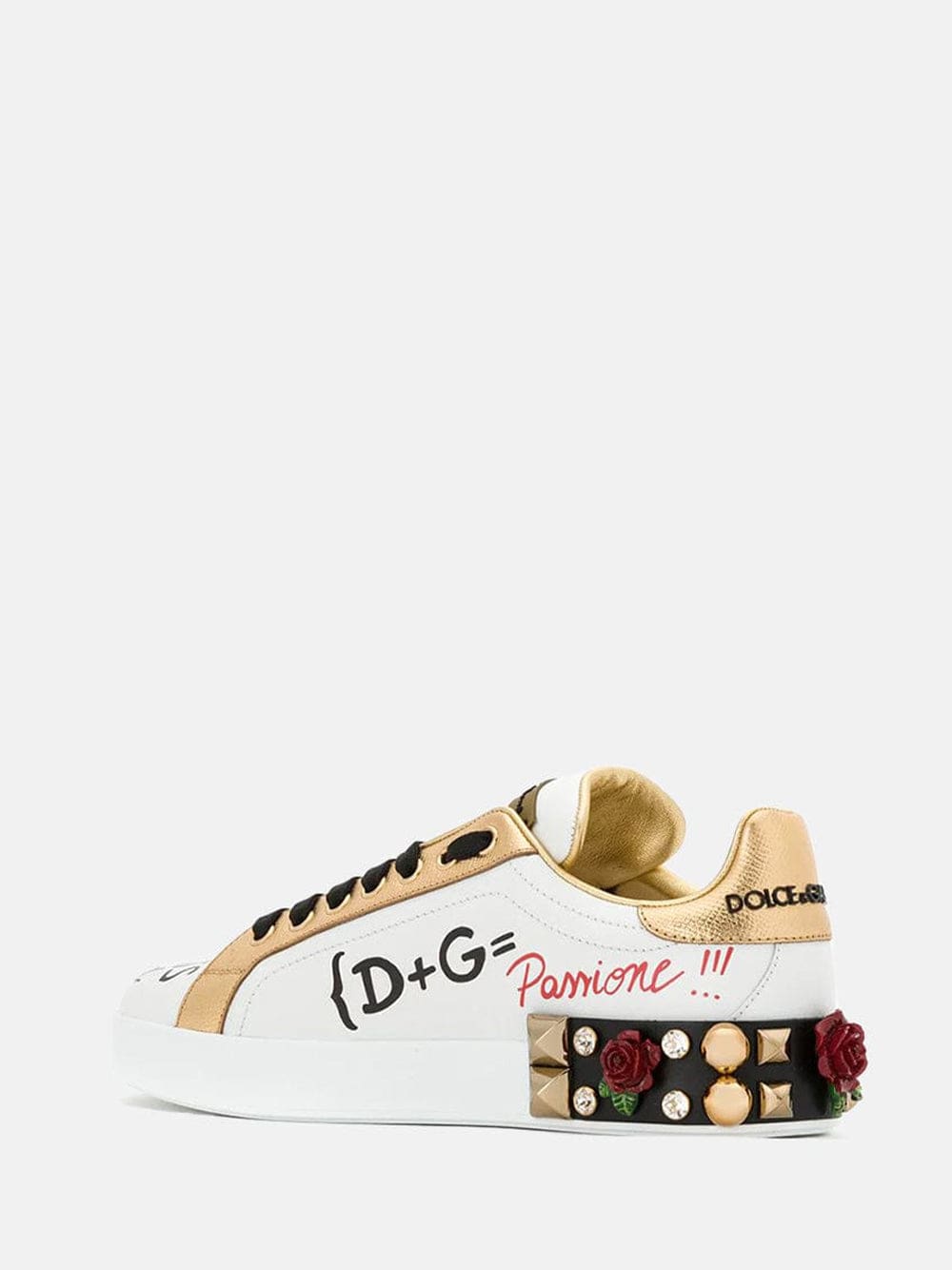 Dolce & Gabbana Portofino Rose Embellished Sneakers