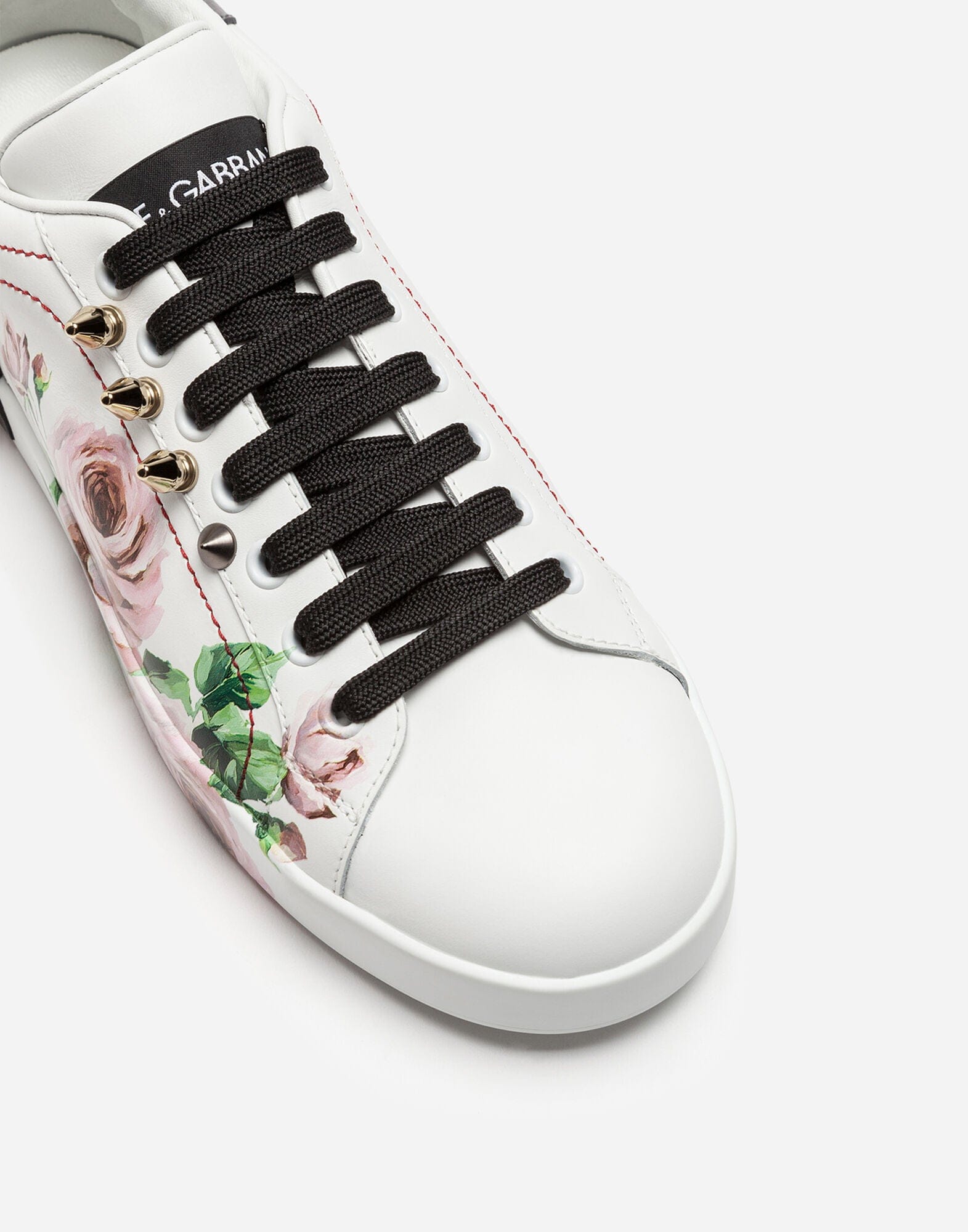 Dolce & Gabbana Portofino Sneakers In Printed Calfskin With Appliqués