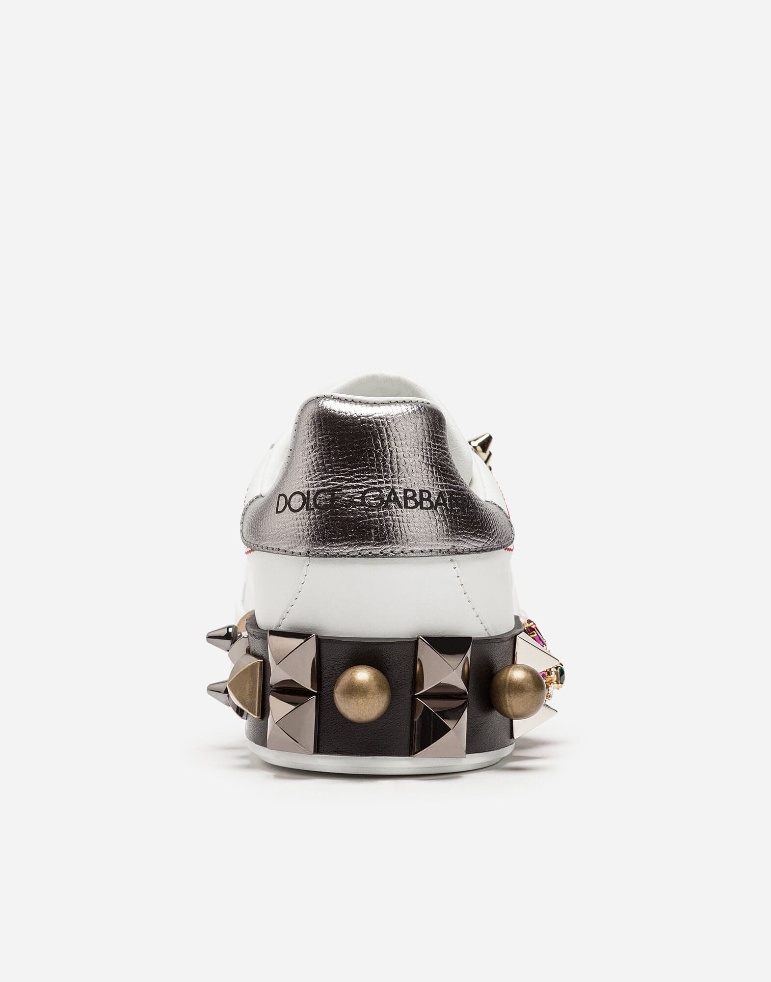 Dolce & Gabbana Portofino Sneakers In Printed Calfskin With Appliqués