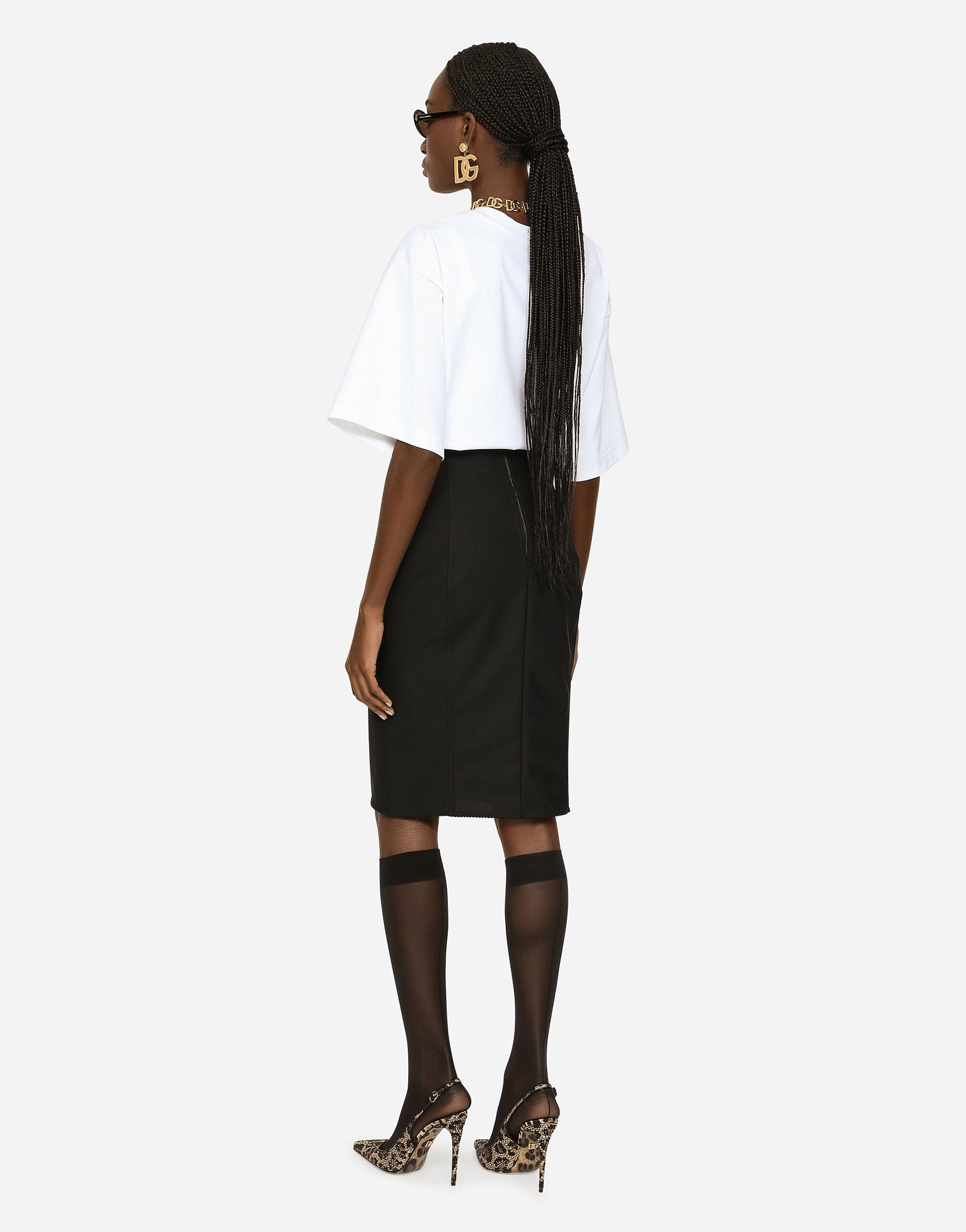 Dolce & Gabbana Powernet Satin Midi Skirt