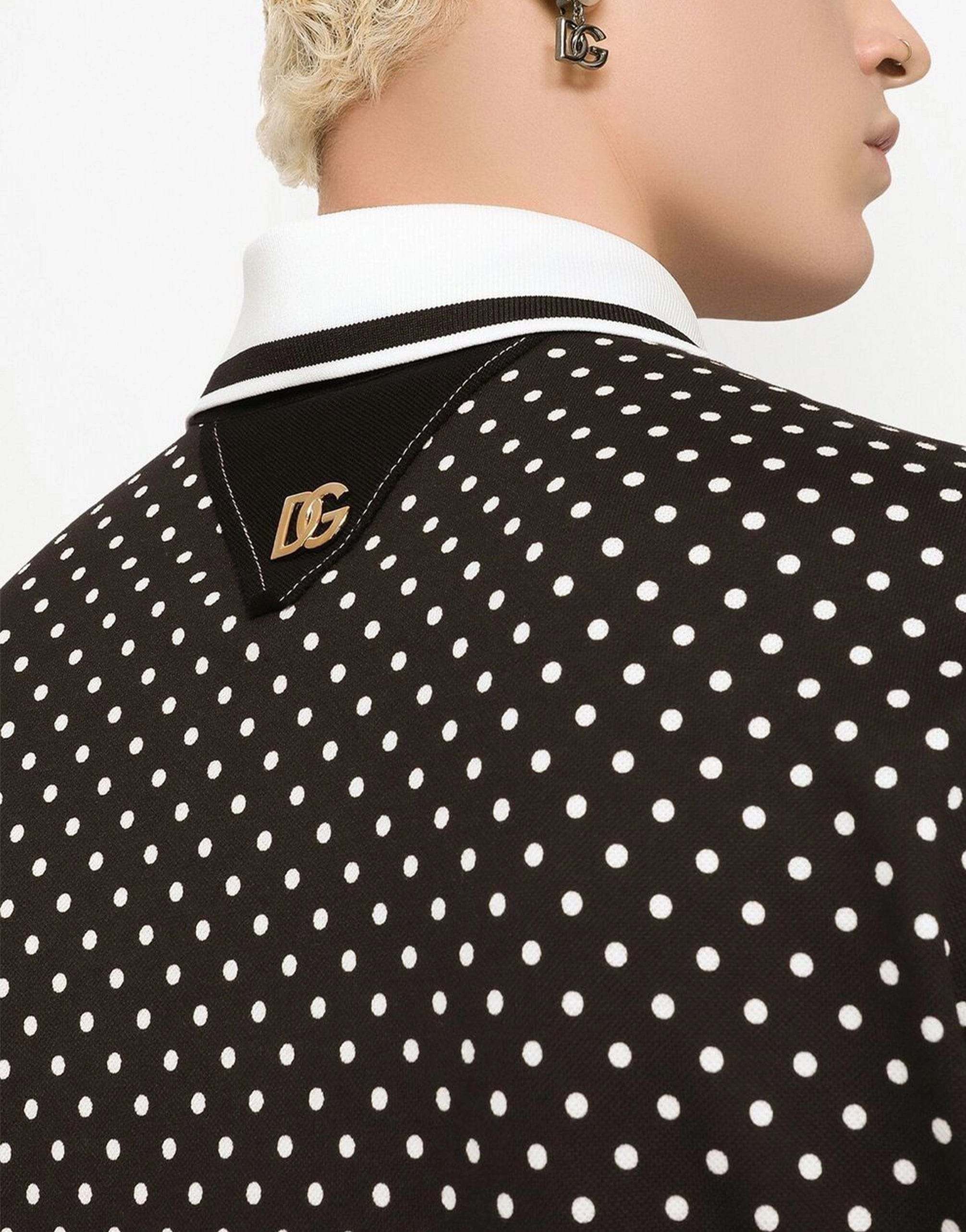 Dolce & Gabbana Printed Cotton Piqué Polo-Shirt With DG Patch